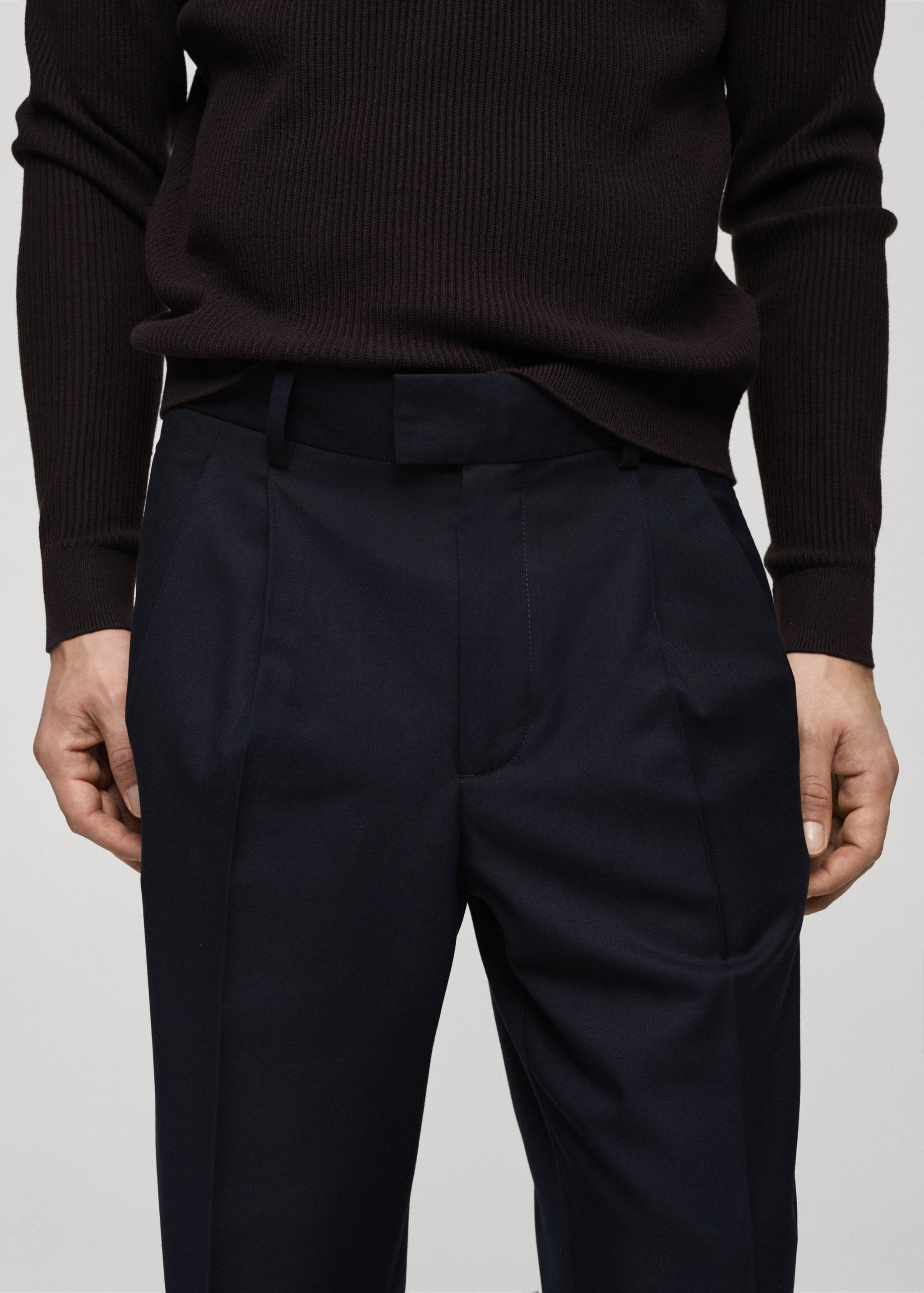 Regular-fit pleated trousers - Details of the article 1