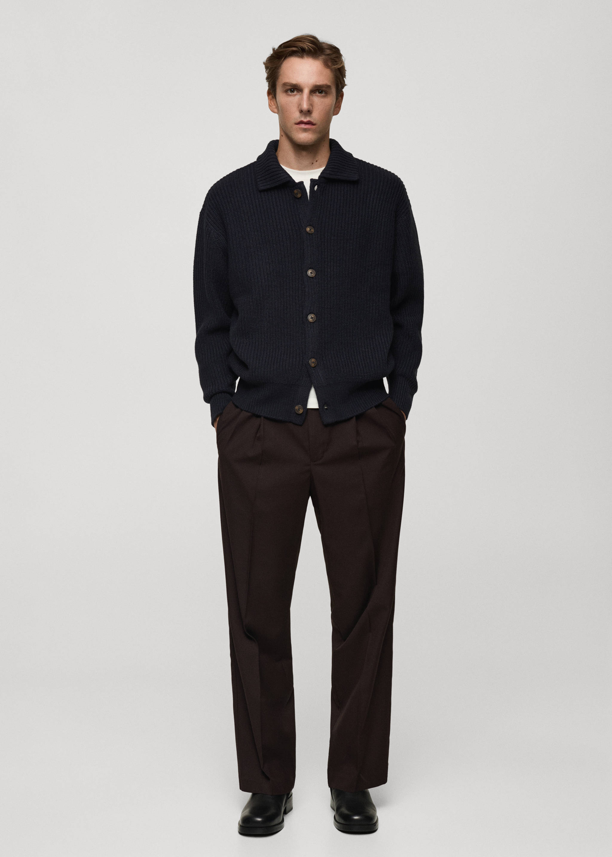 Cárdigan canalé relaxed fit - Plano general