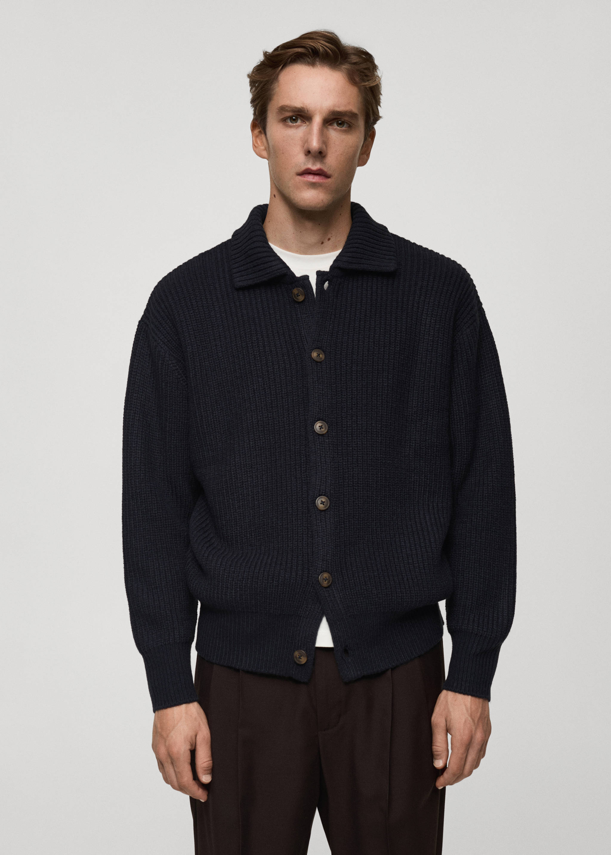 Cárdigan canalé relaxed fit - Plano medio