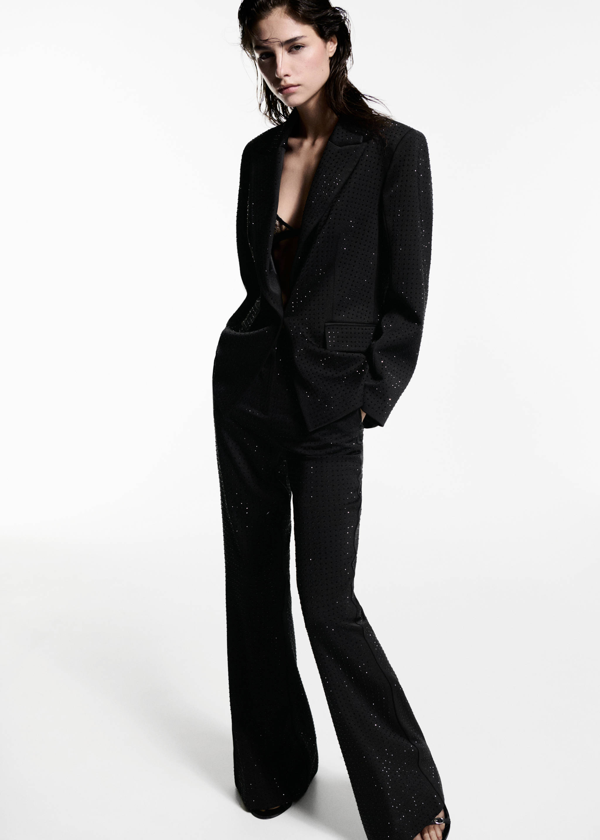 Rhinestone flared trousers - Details of the article 1