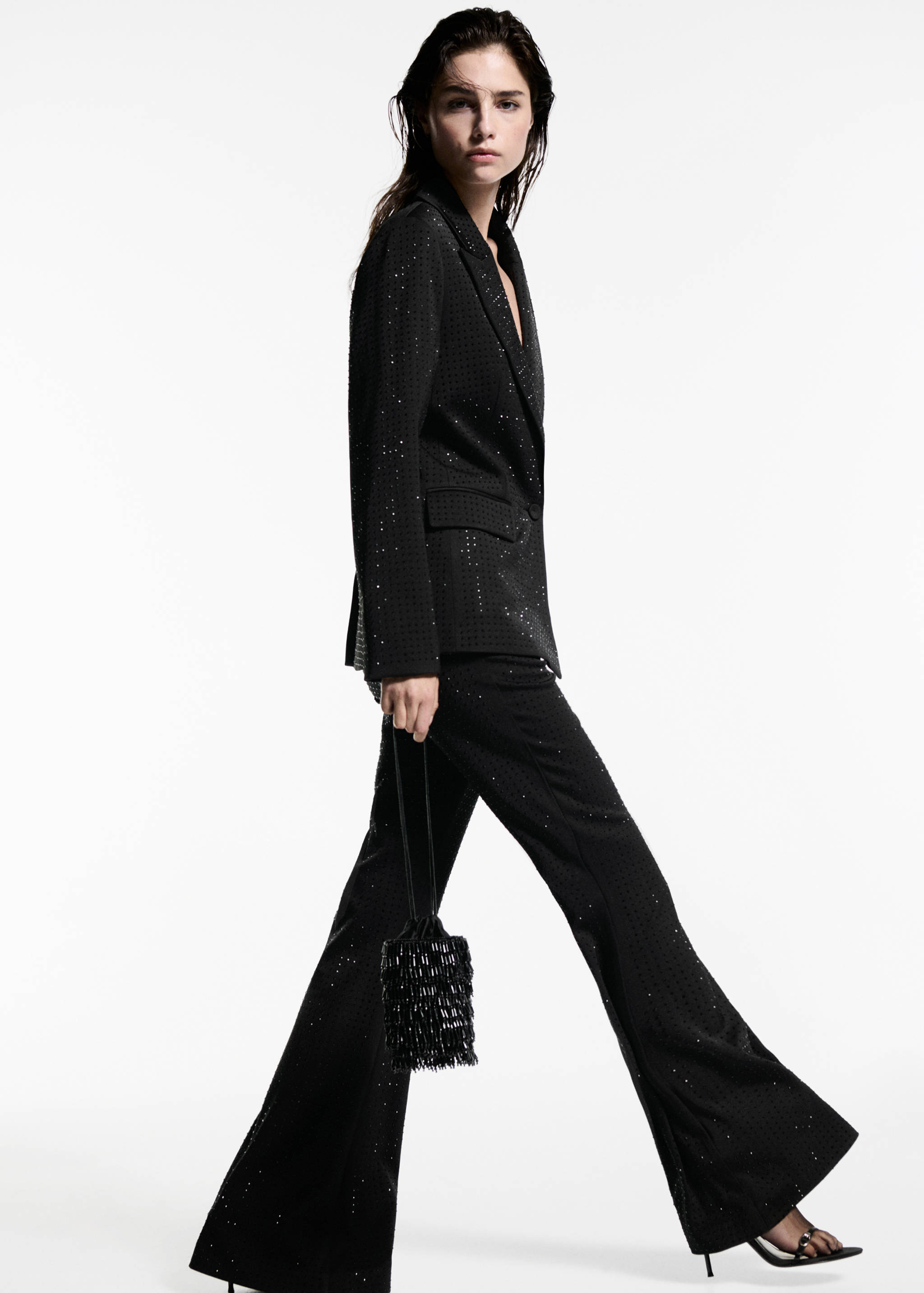 Rhinestone flared trousers - Details of the article 2