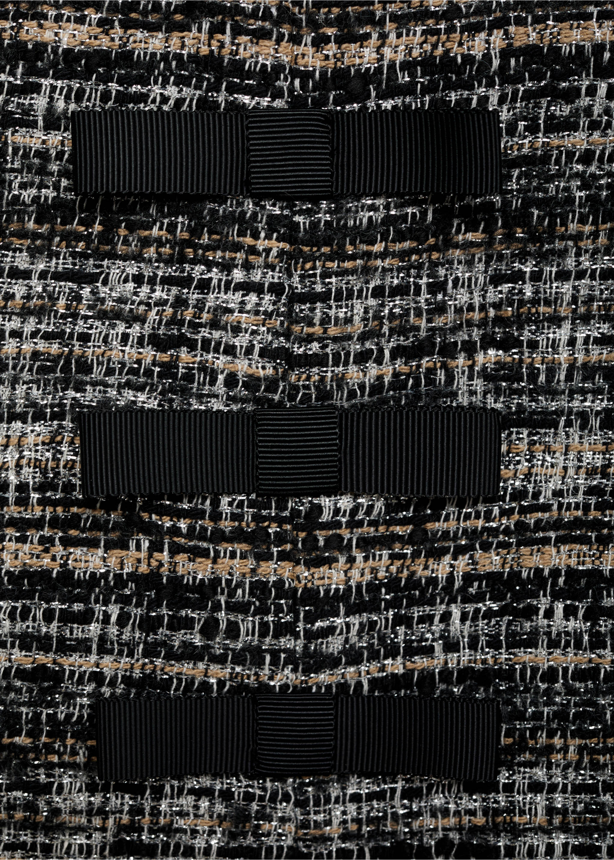 Tweed mini-skirt with bows - Details of the article 8, Black. Ref: 77079245-00.