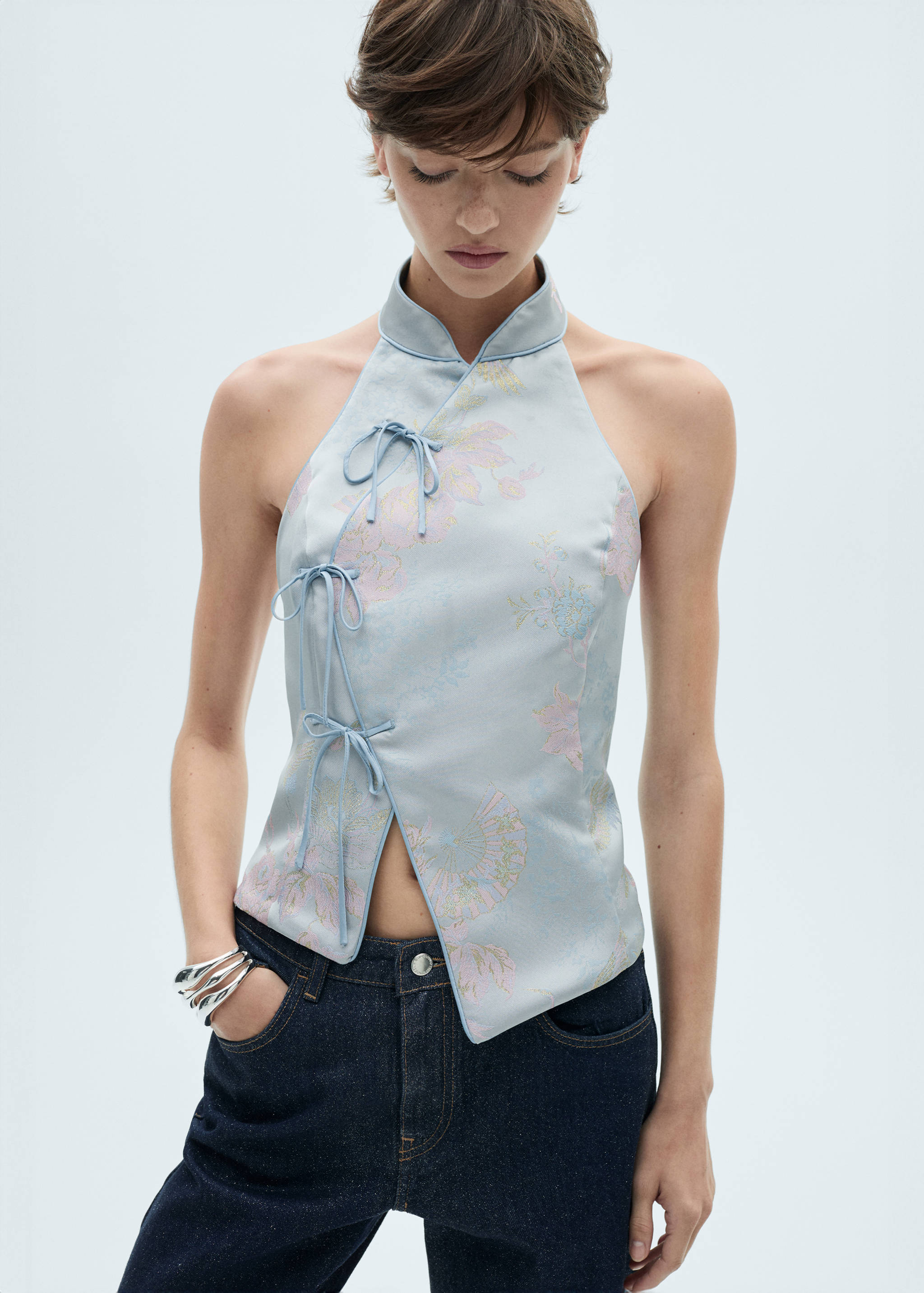 Satin top with bows - Medium plane