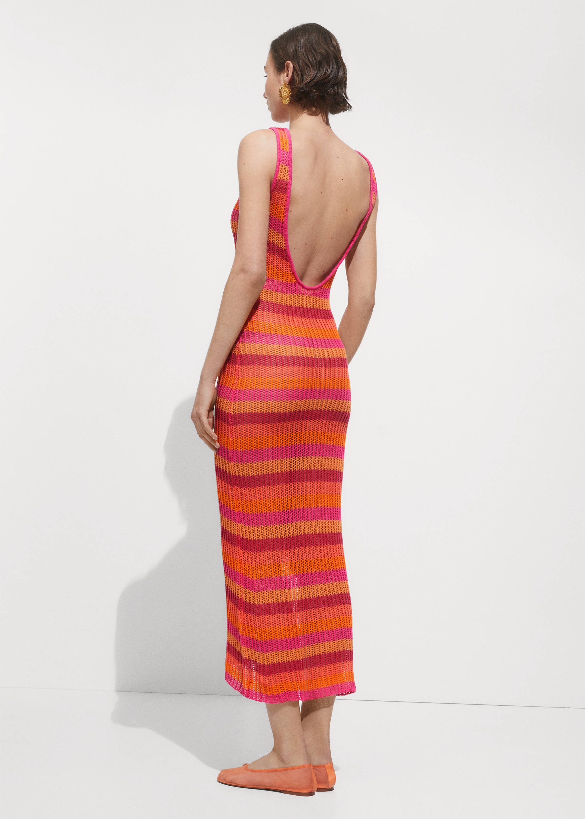 Платье кроше в полоску - Обратная сторона изделия