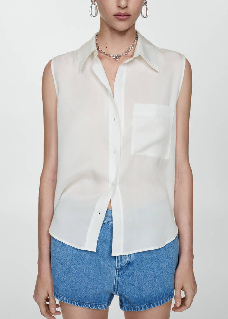 Lyocell sleeveless shirt — Off White