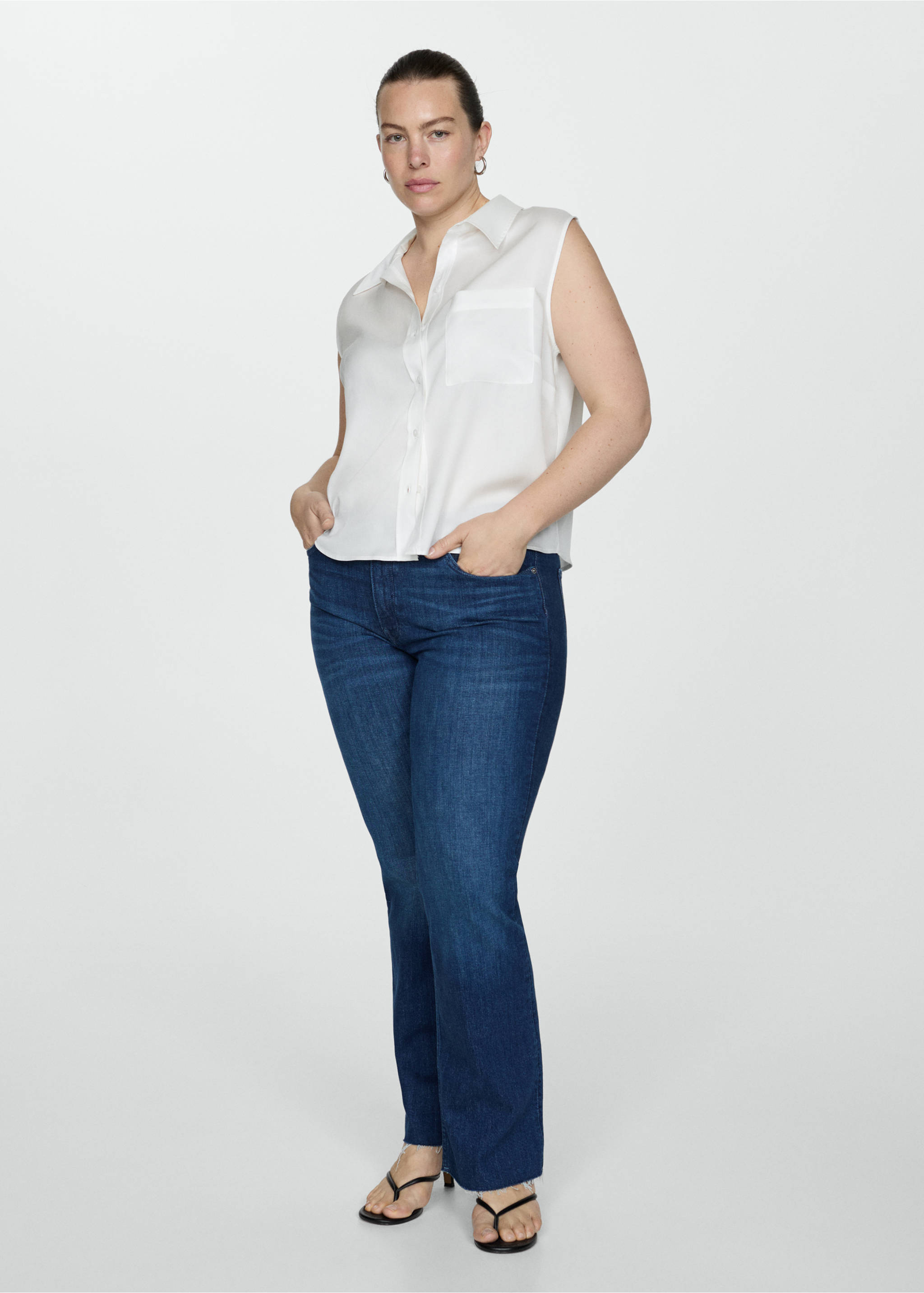 Chemise Lyocell sans manches - Détail de l'article 3, Blanc cassé. Ref: 77080345-00.