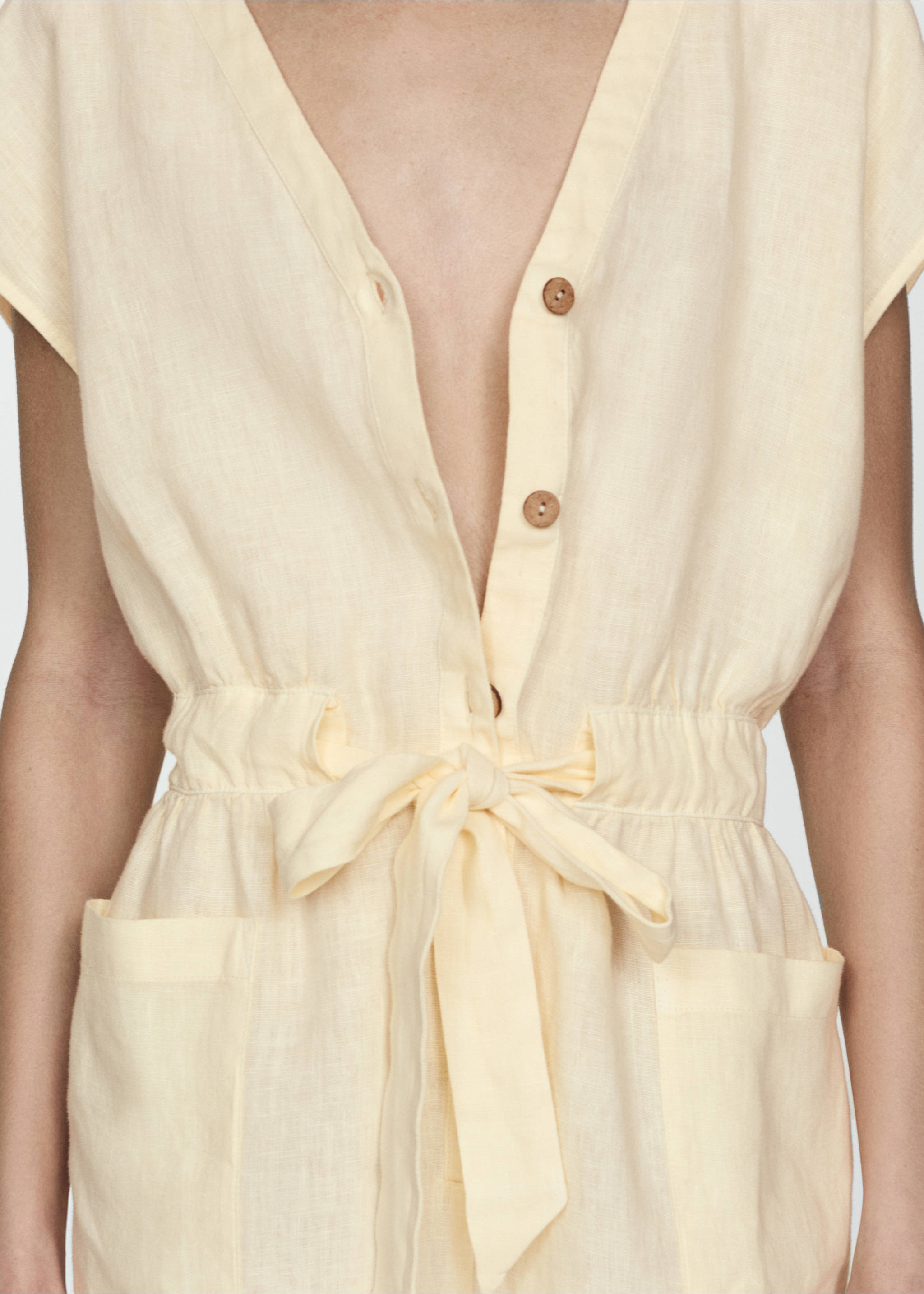 Combi-short lin nœud - Détail de l'article 6, Jaune pastel. Ref: 77080352-00.