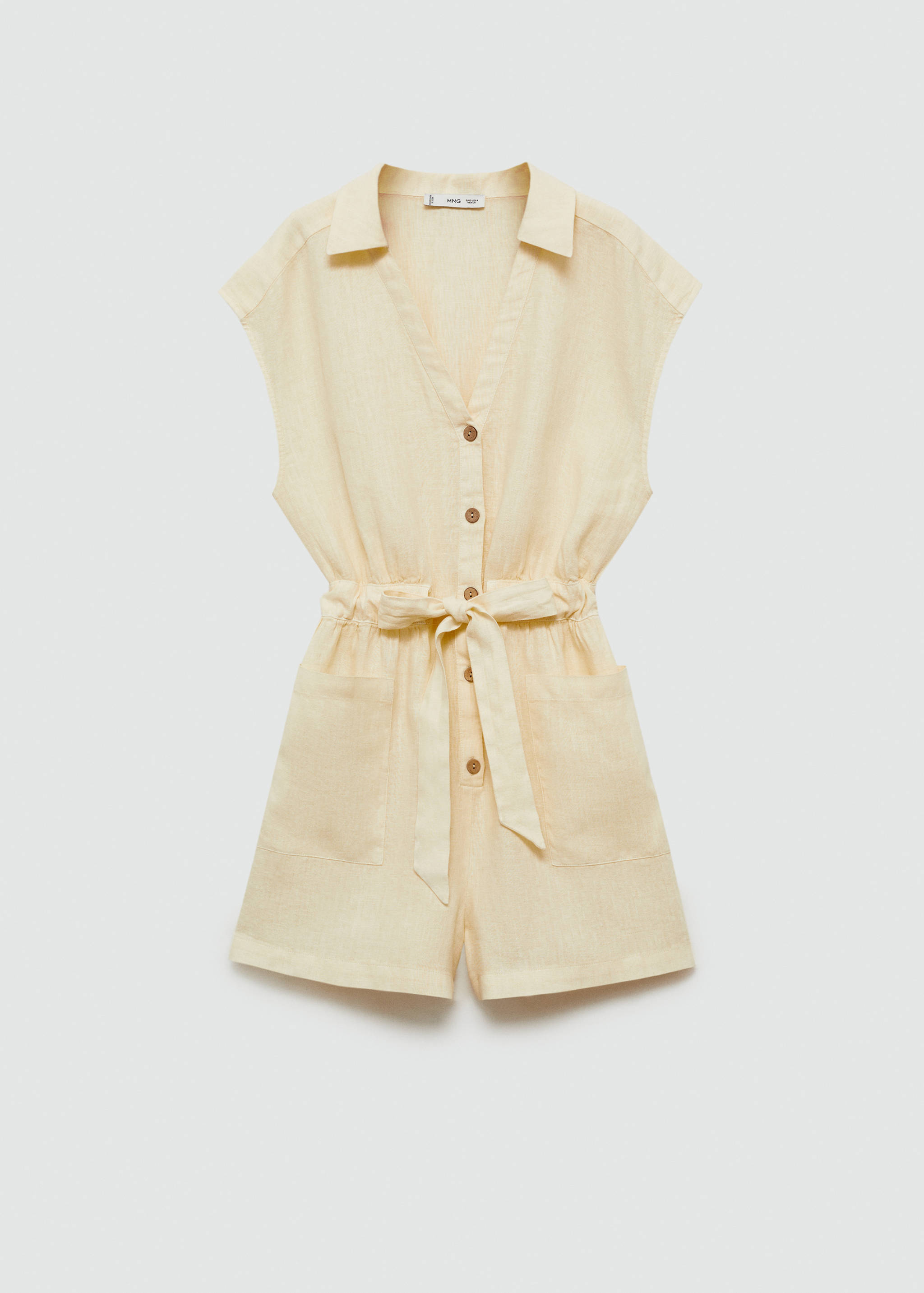 Short linen jumpsuit with bow - Article without model