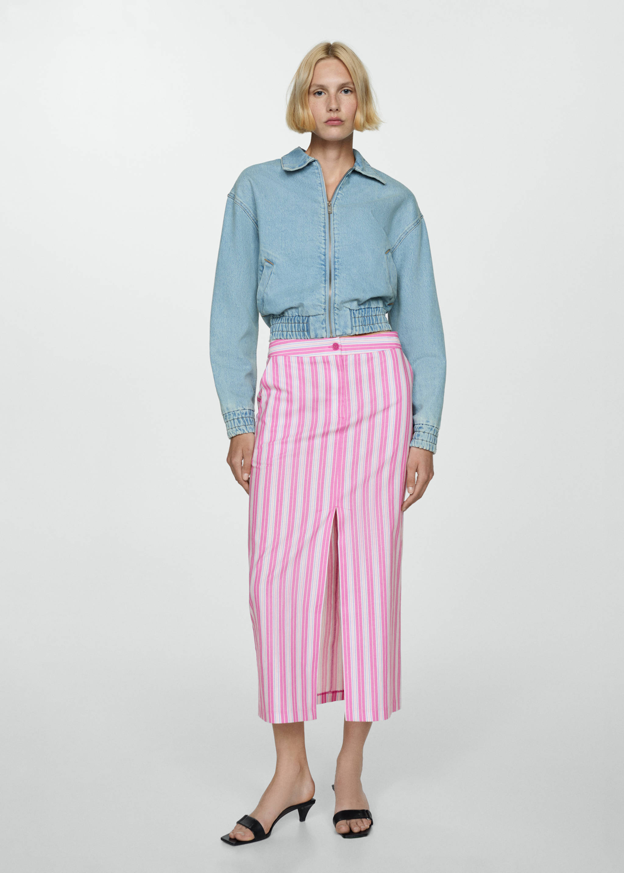 Slit striped skirt - General plane