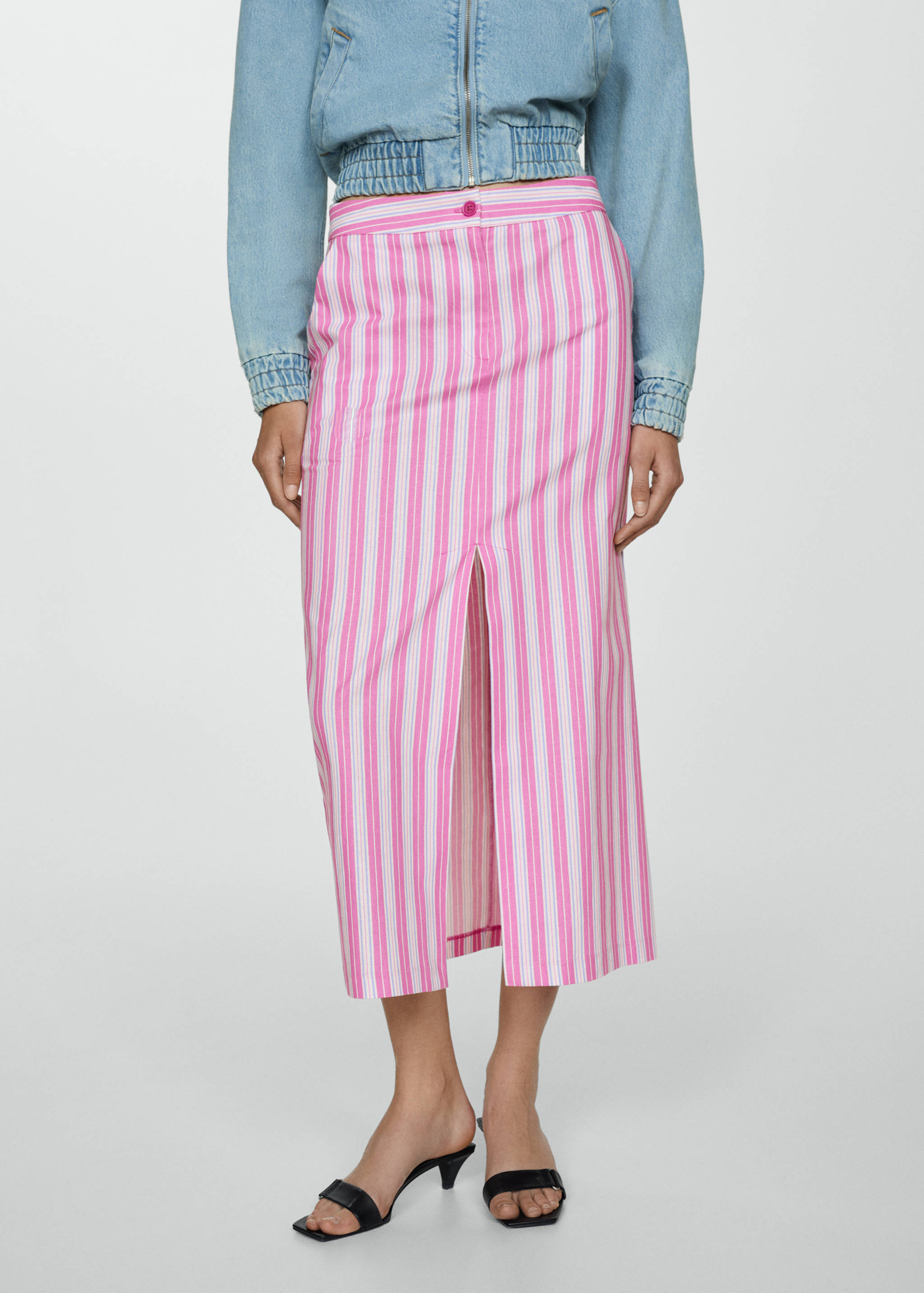Slit striped skirt - Medium plane