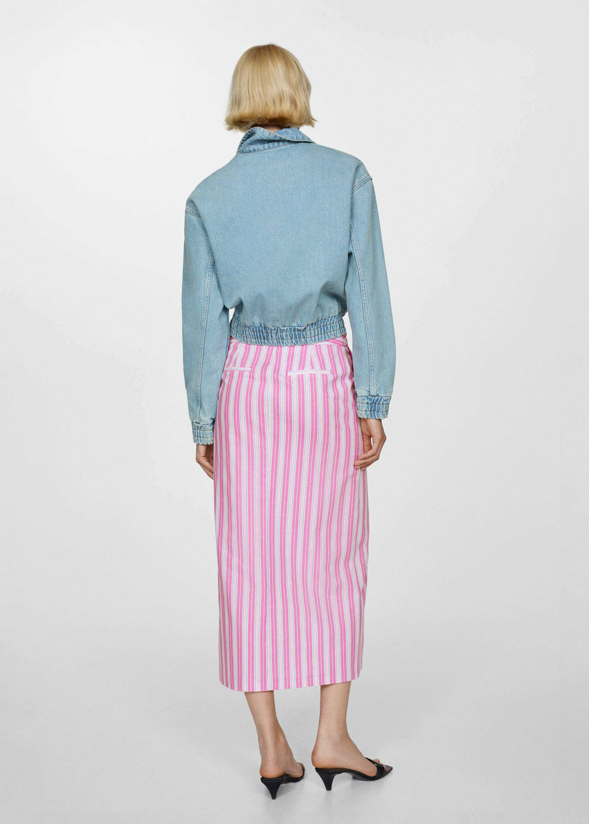 Slit striped skirt - Details of the article 1