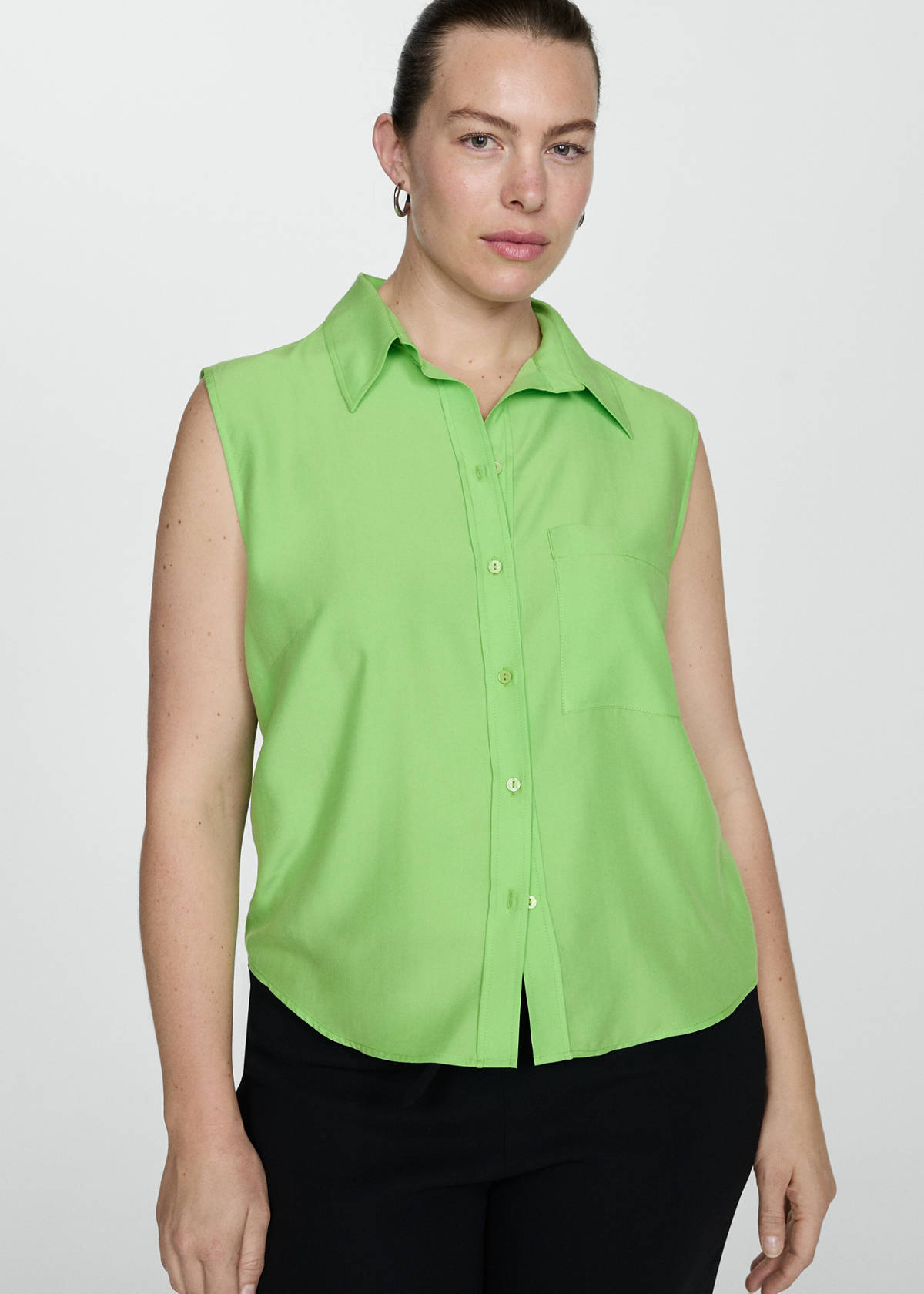 Lyocell sleeveless shirt — Green