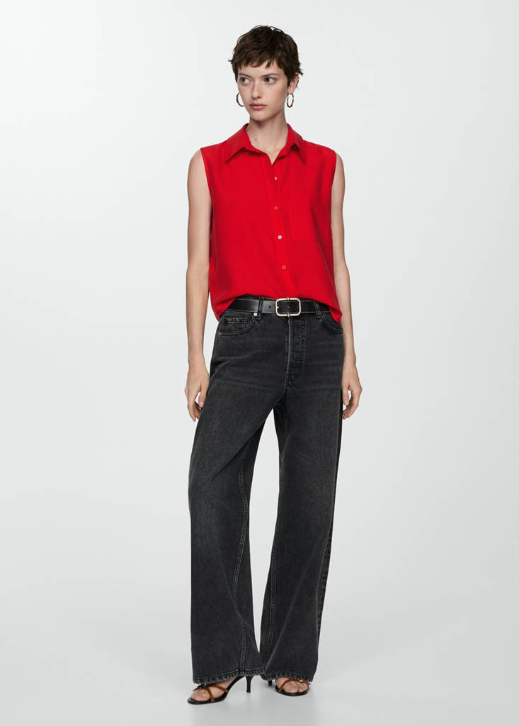Lyocell sleeveless shirt — Red