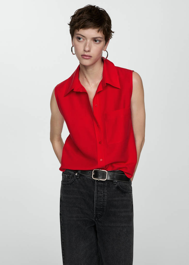 Lyocell sleeveless shirt — Red