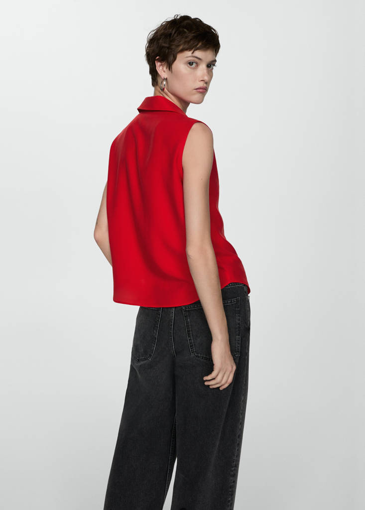 Lyocell sleeveless shirt — Red