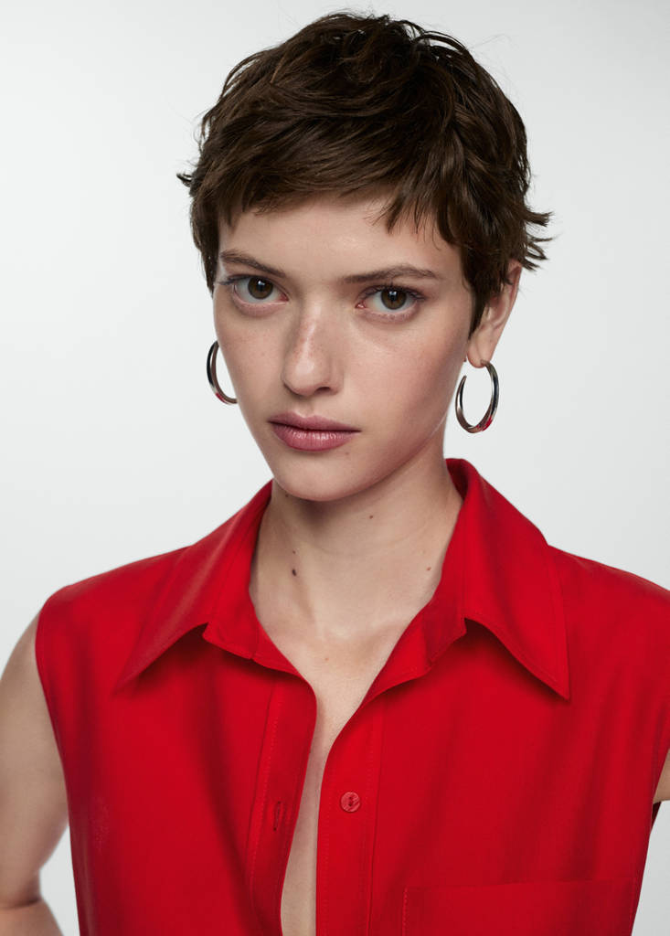 Lyocell sleeveless shirt — Red