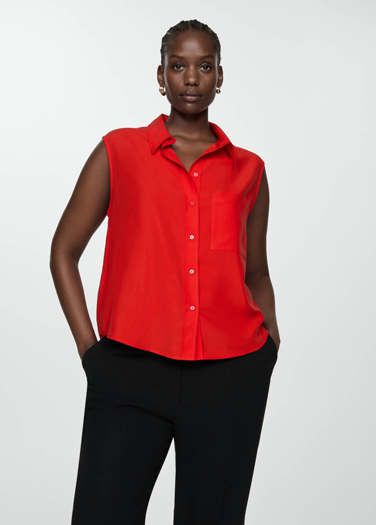 Lyocell sleeveless shirt — Red