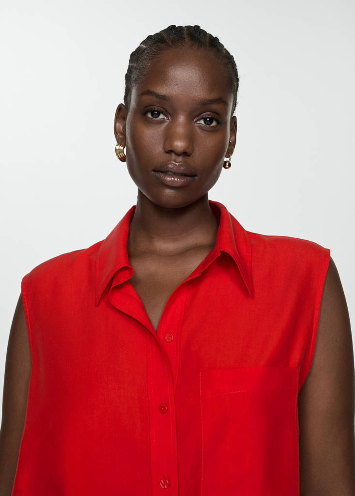Lyocell sleeveless shirt — Red
