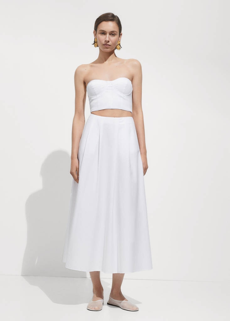 Strapless cropped top — White