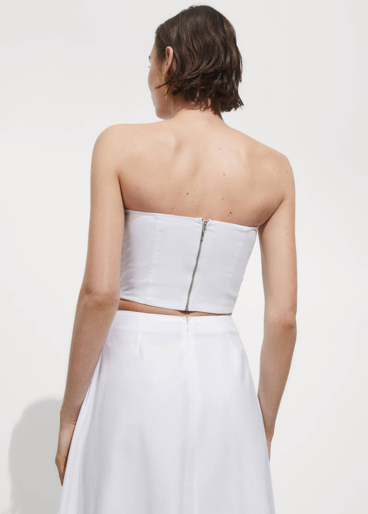Strapless cropped top — White