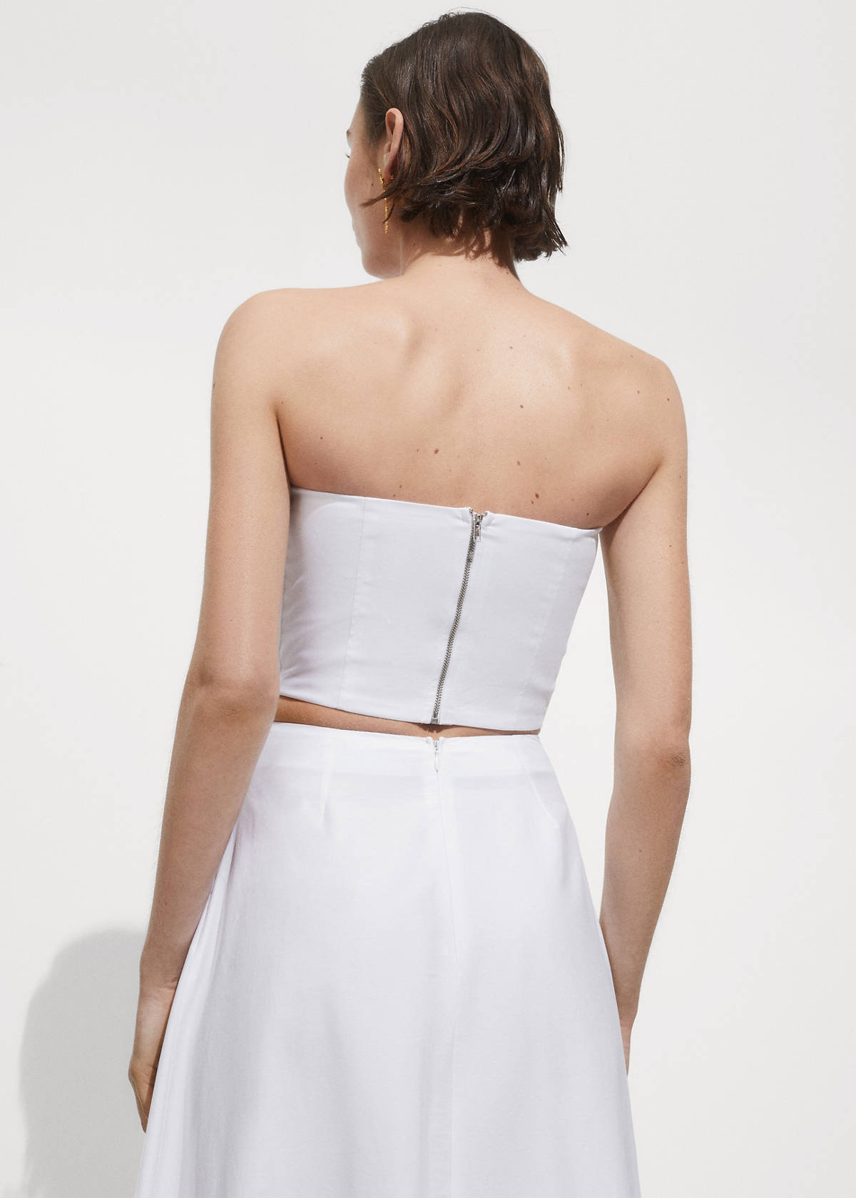 Strapless cropped top — White