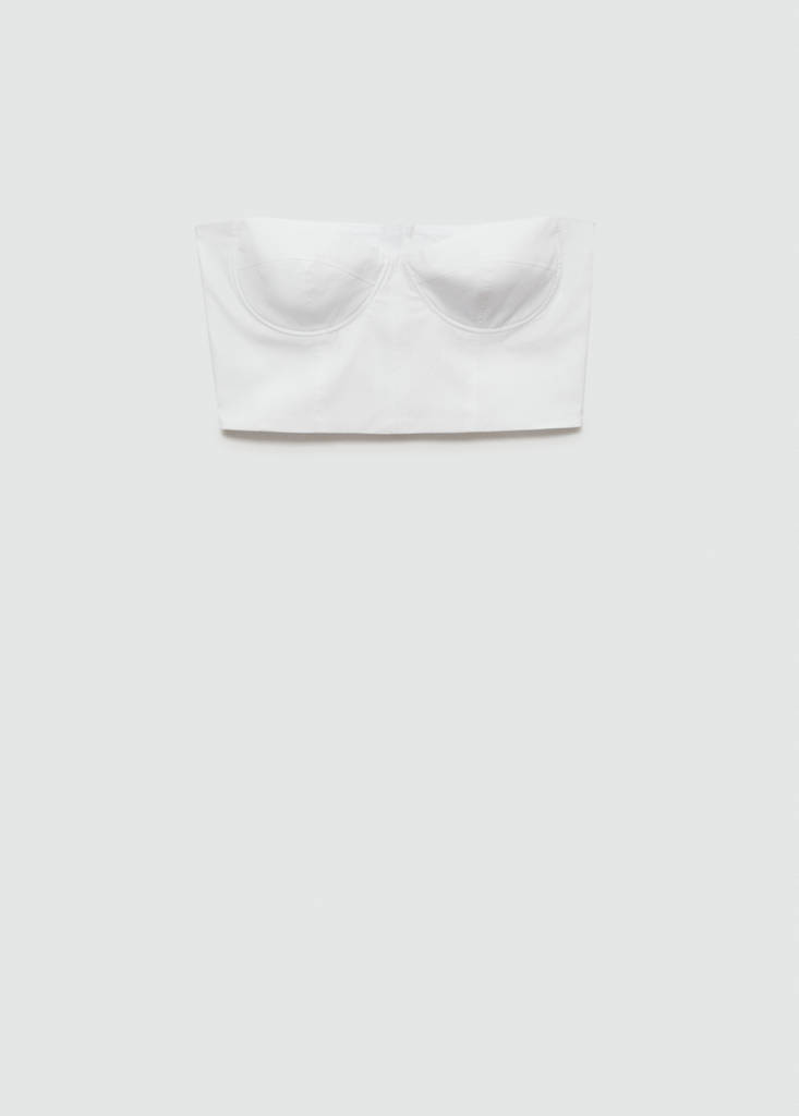 Strapless cropped top — White