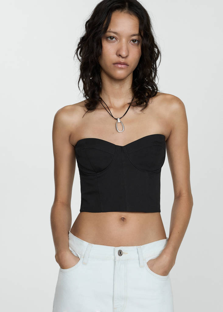 Strapless cropped top — Black