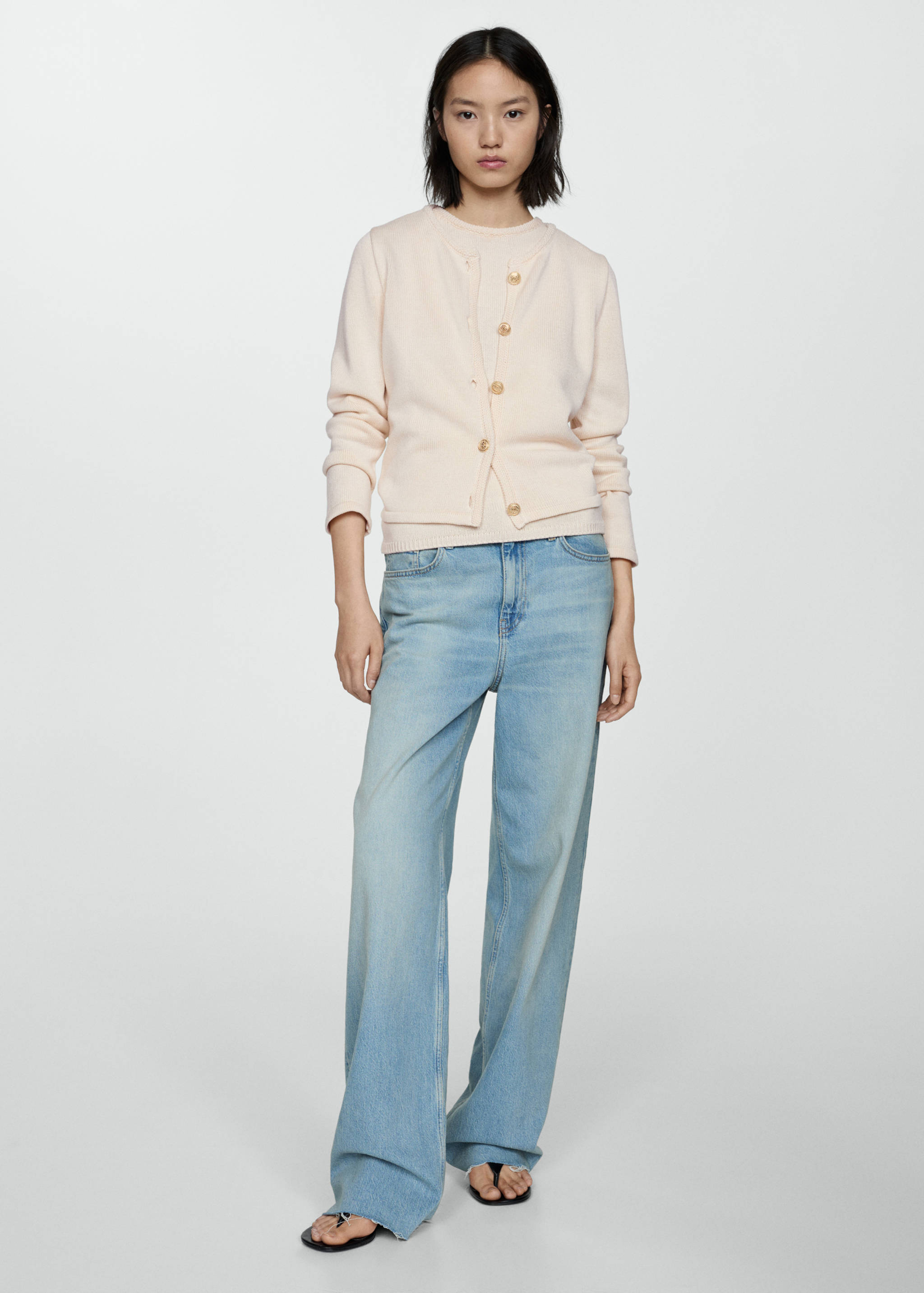 Knitted cardigan with jewel button - General plane