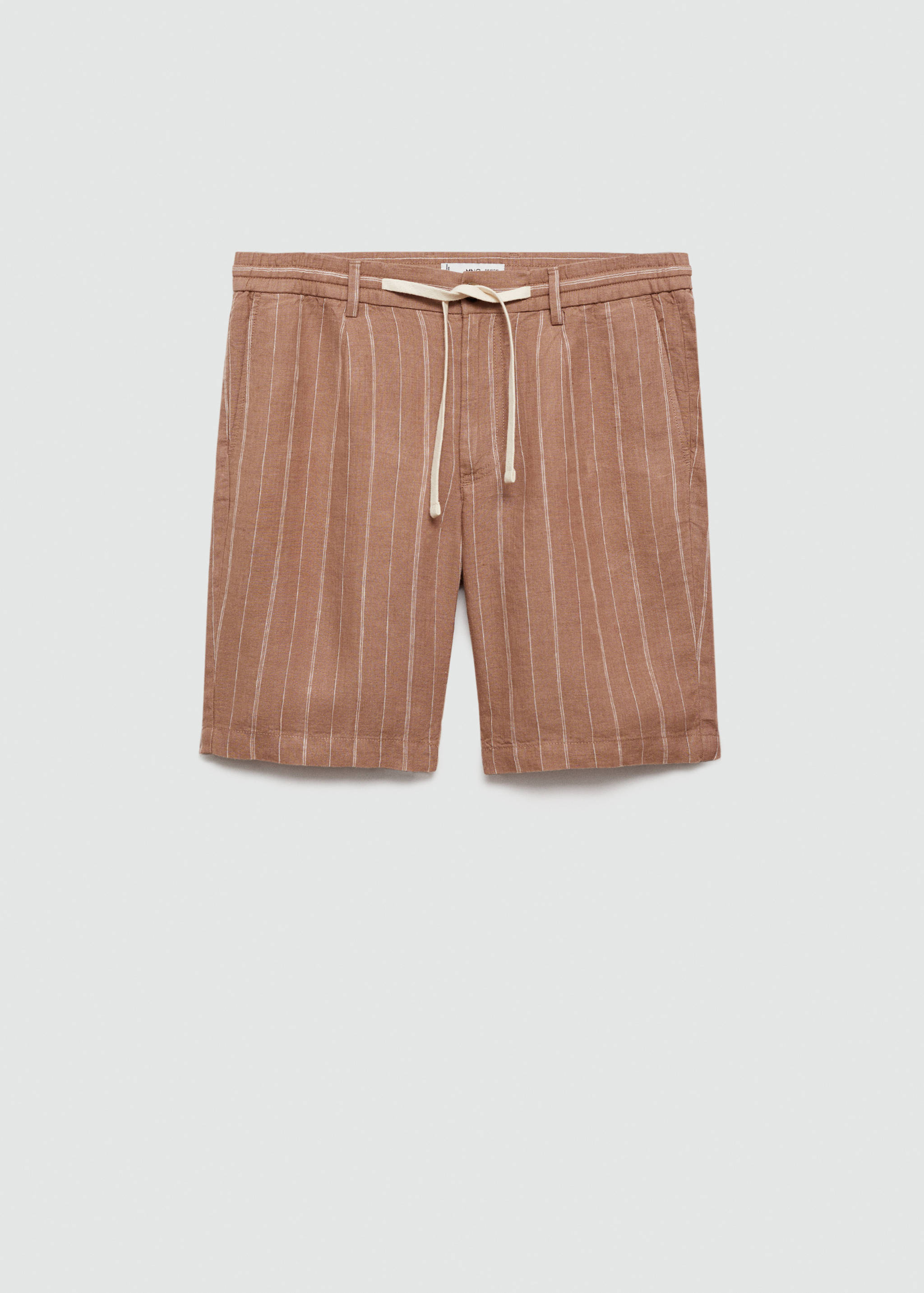 100% linen striped bermuda shorts with drawstring - Article without model