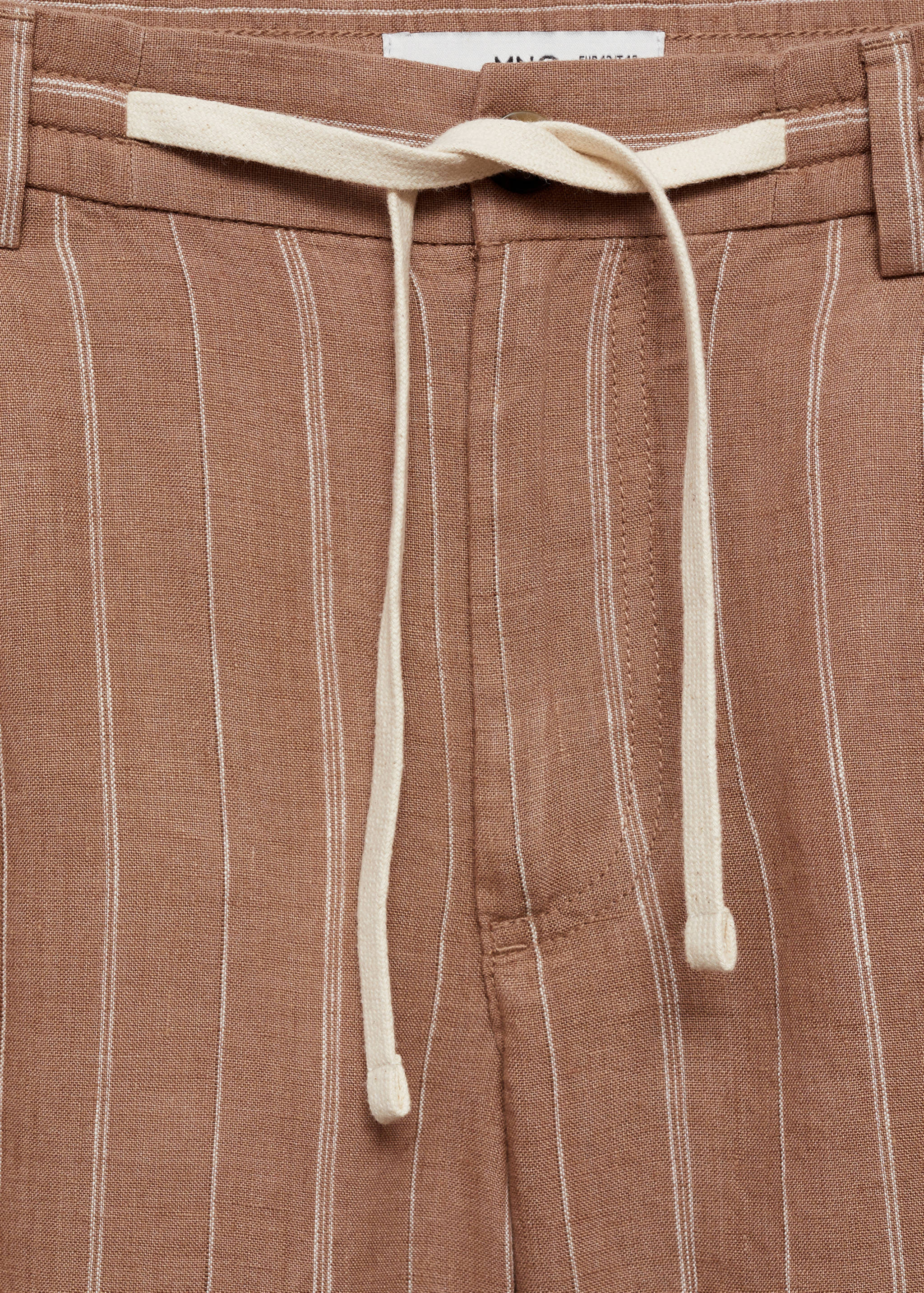 100% linen striped bermuda shorts with drawstring - Details of the article 8