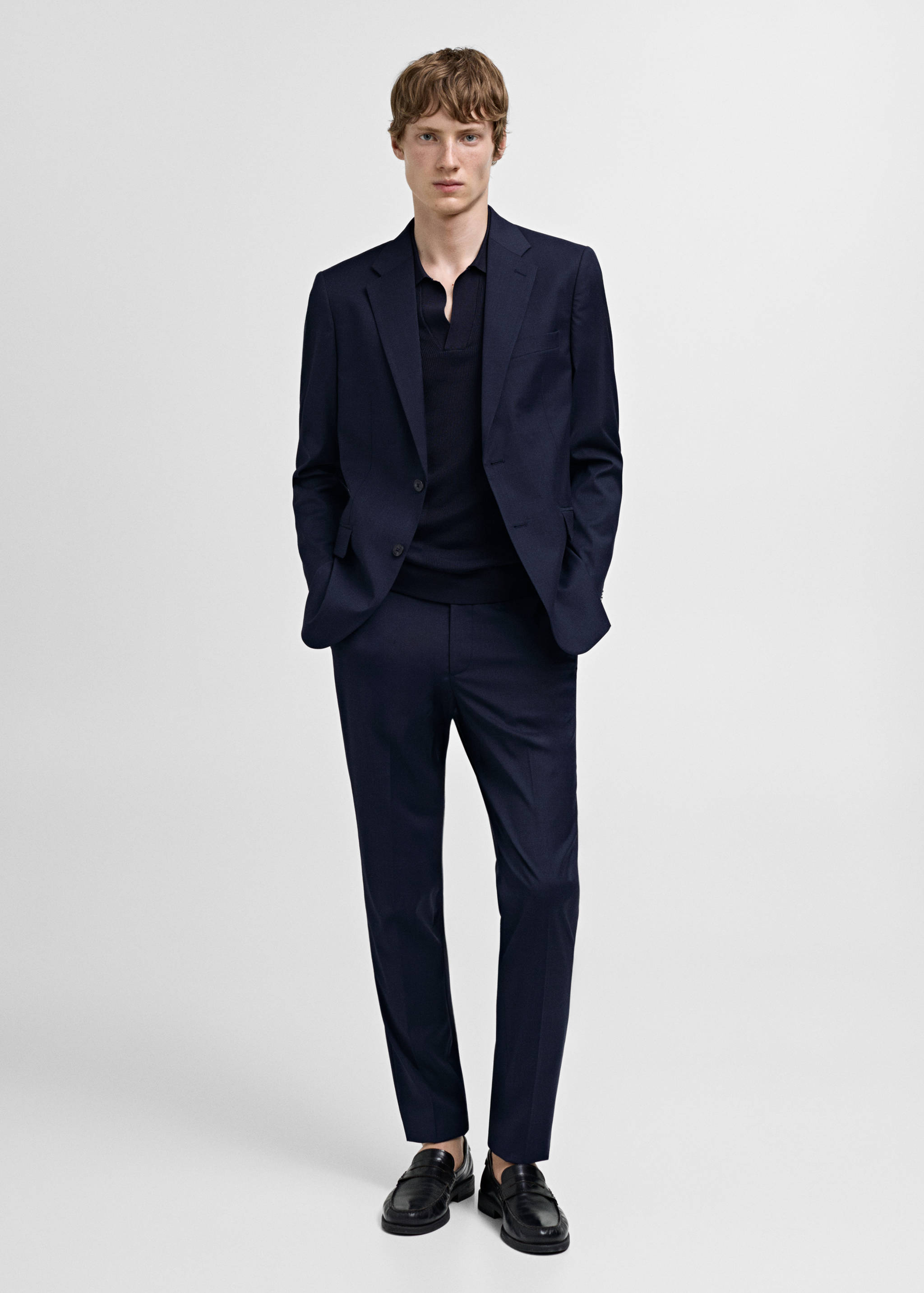 弹力面料修身西装夹克 - null