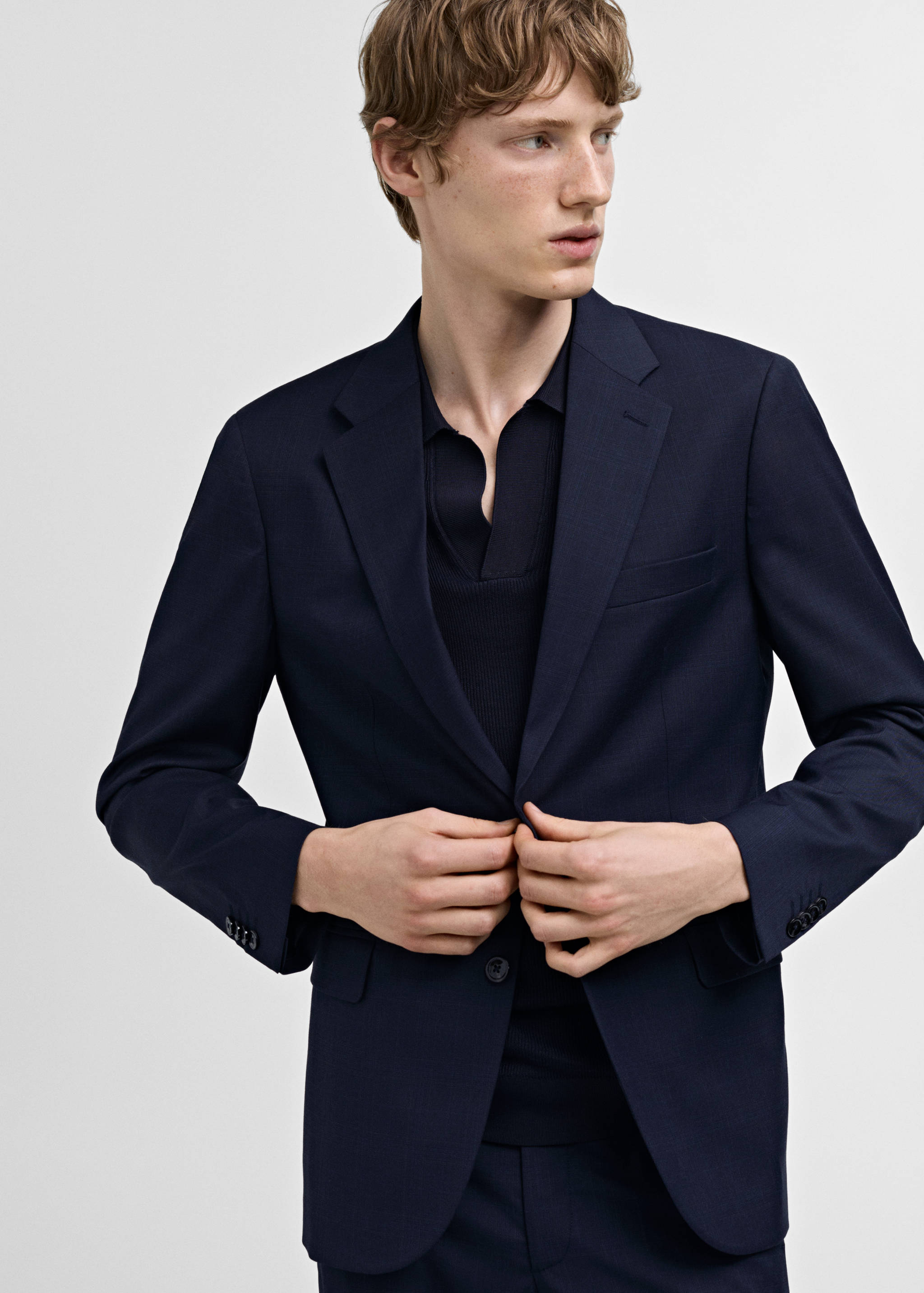 弹力面料修身西装夹克 - null