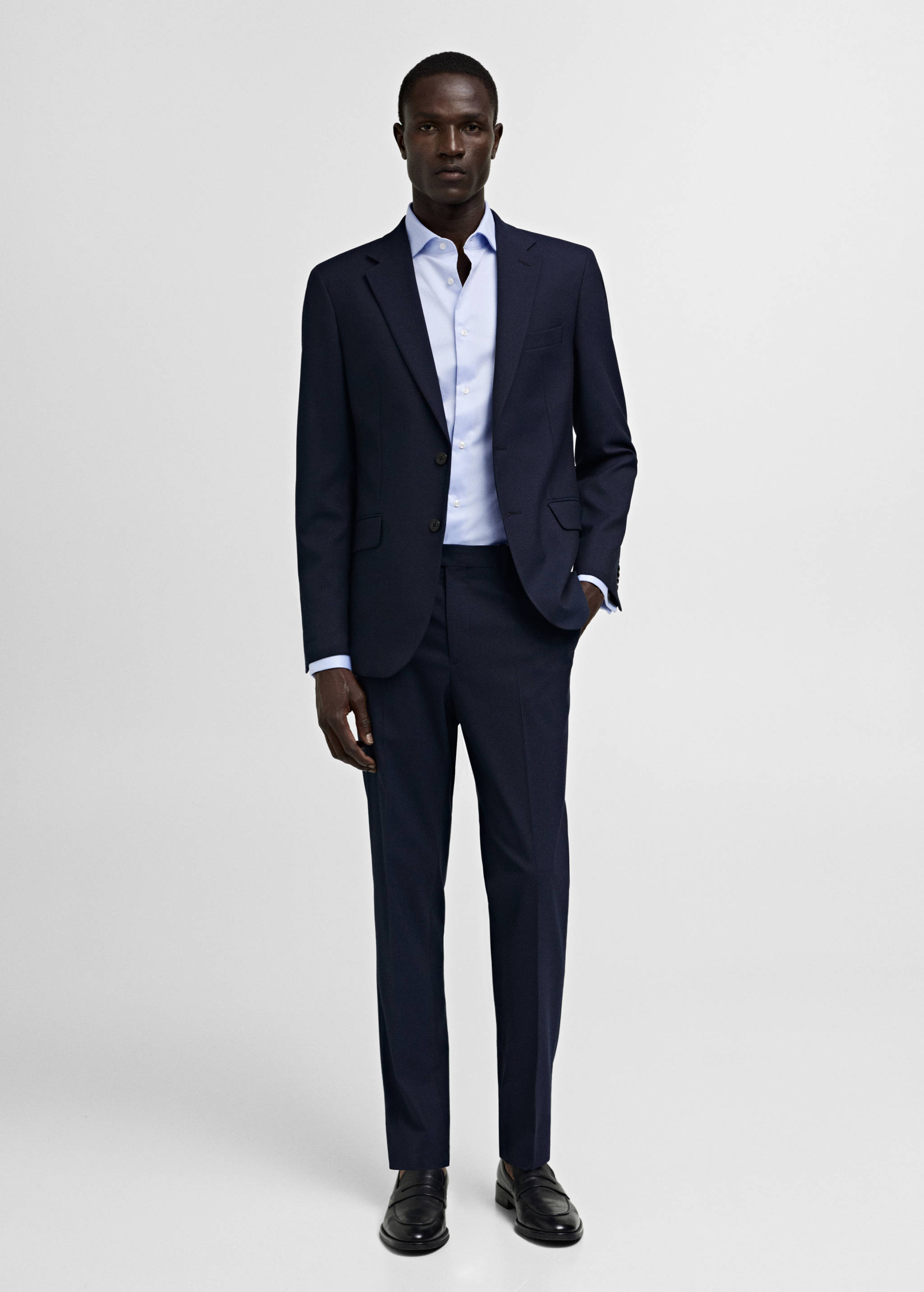 Chemise costume slim-fit tissu twill boutons de manchette - Plan général