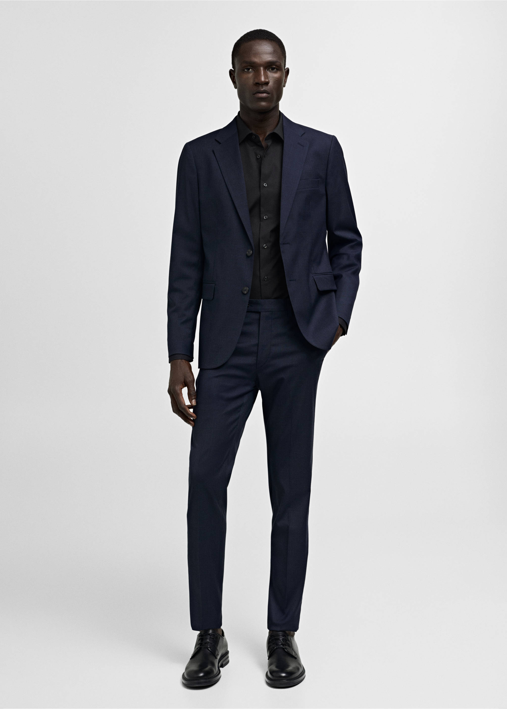 Slim-fit cotton poplin suit shirt - General plane, Black. Ref: 77080570-00.