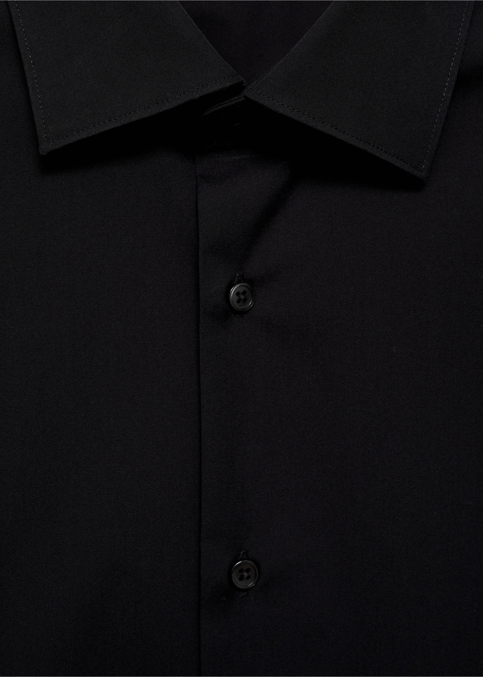 Slim-fit cotton poplin suit shirt - Details of the article 8, Black. Ref: 77080570-00.