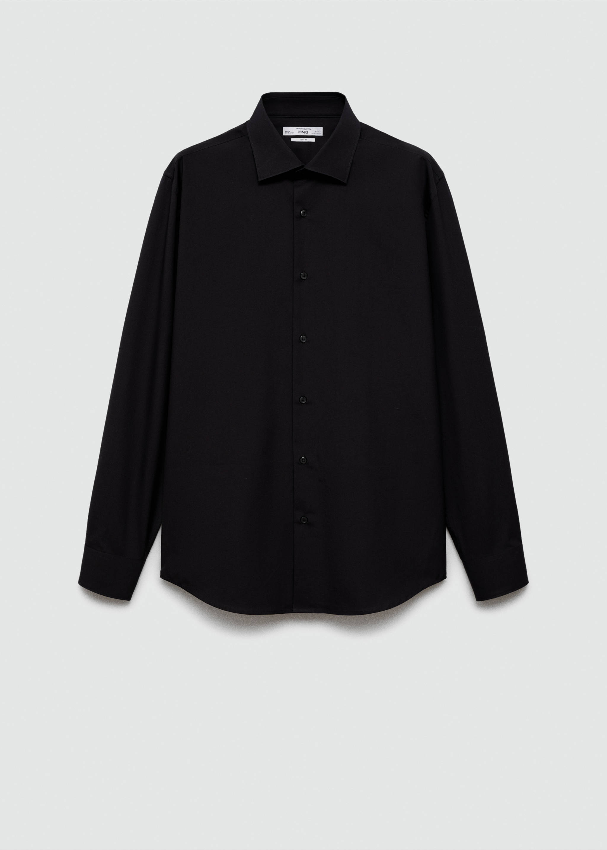 Slim-fit cotton poplin suit shirt - Article without model, Black. Ref: 77080570-00.