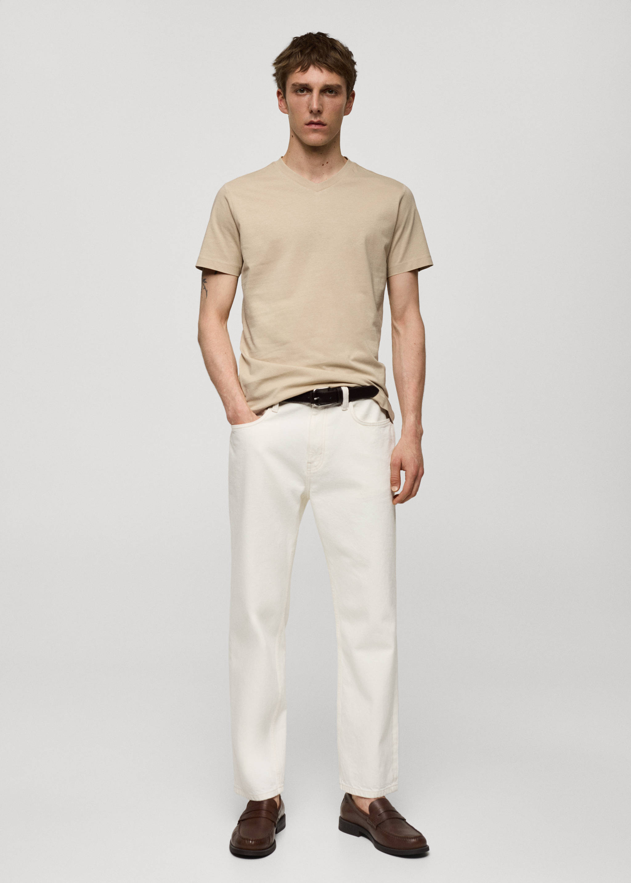 Slim-fit cotton V-neck t-shirt - General plane