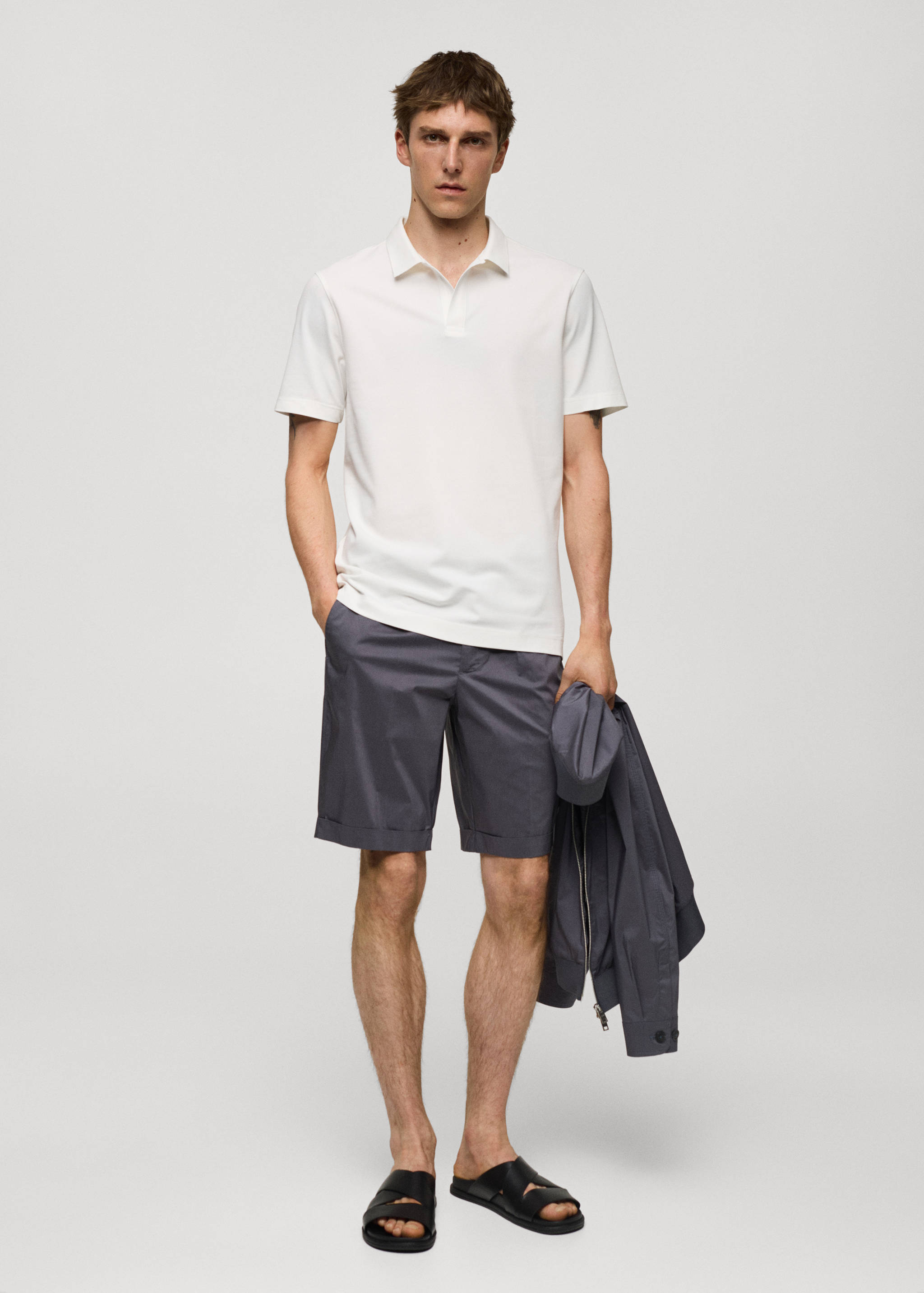 Slim-fit cotton-piqué polo shirt - General plane