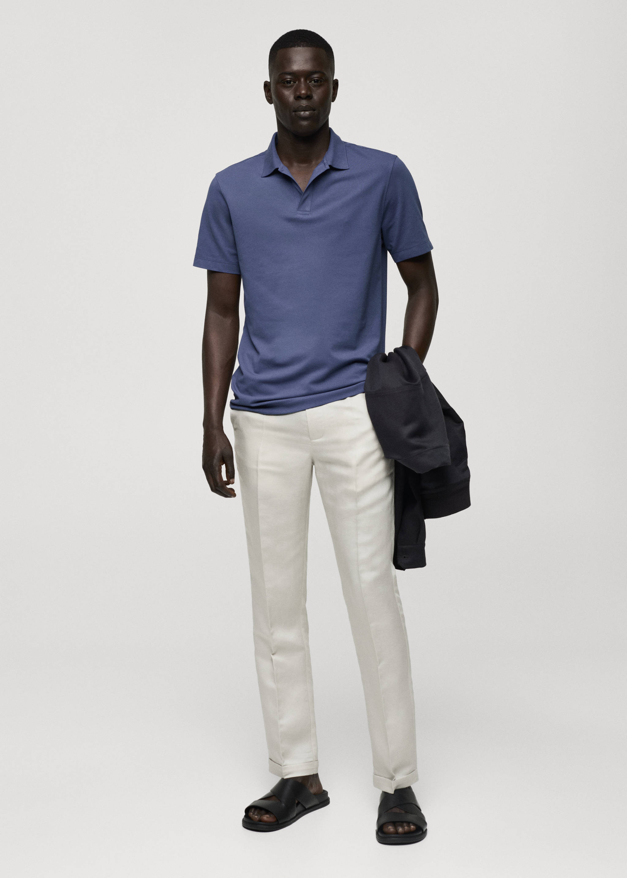 Slim-fit cotton-piqué polo shirt - General plane