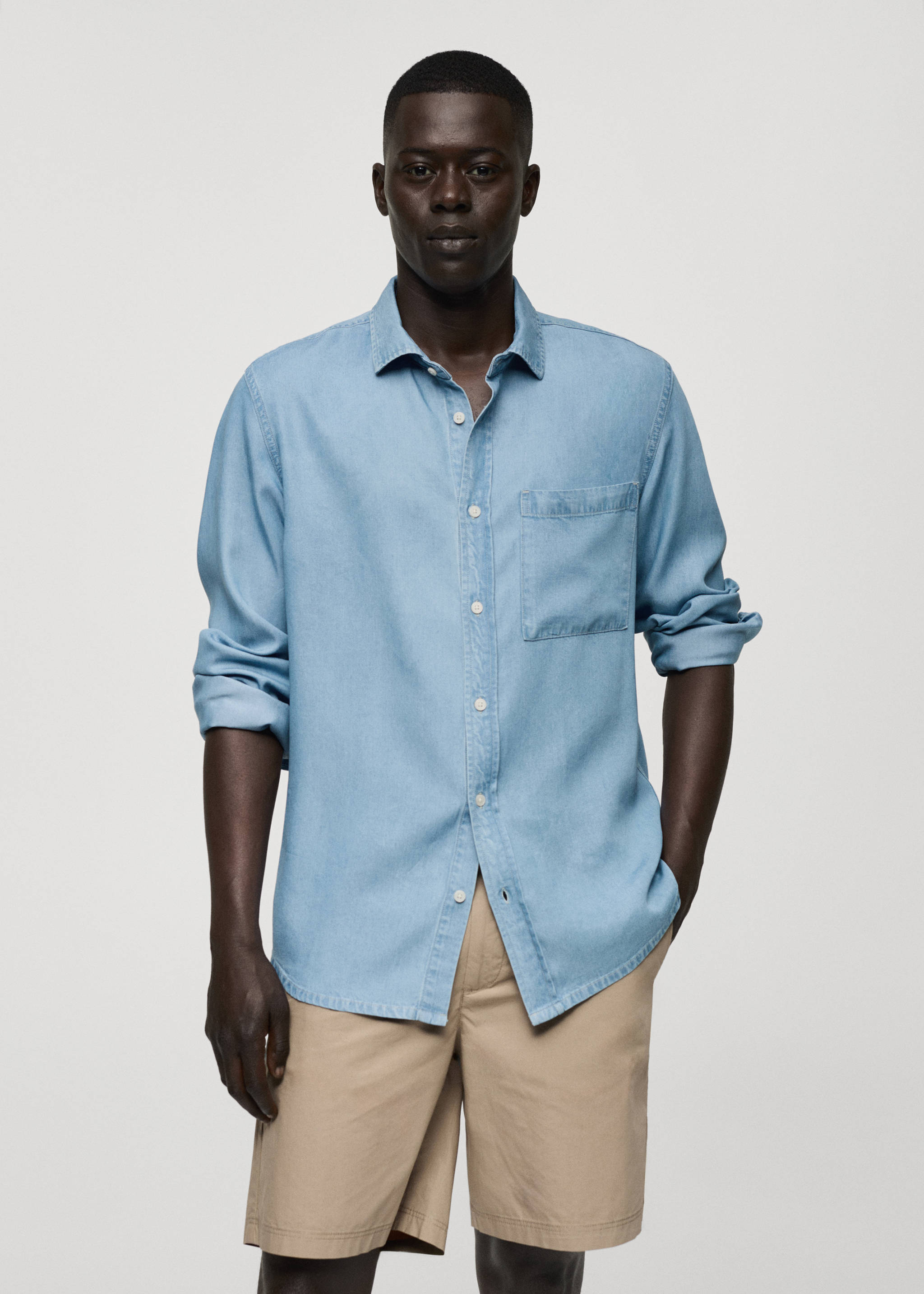 Regular-fit 100% Tencel shirt - Medium plane