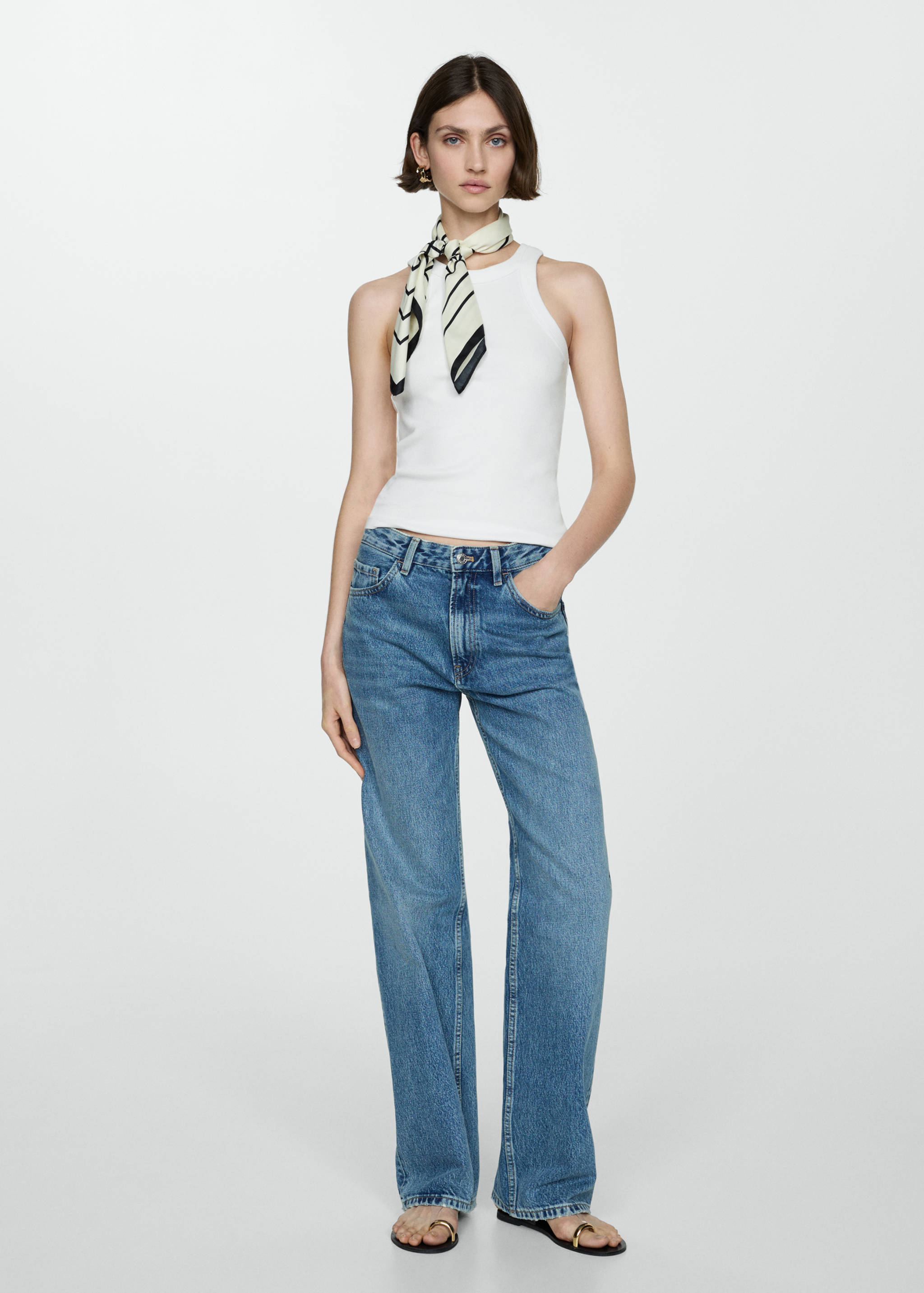 Ribbed cotton-blend top - General plane