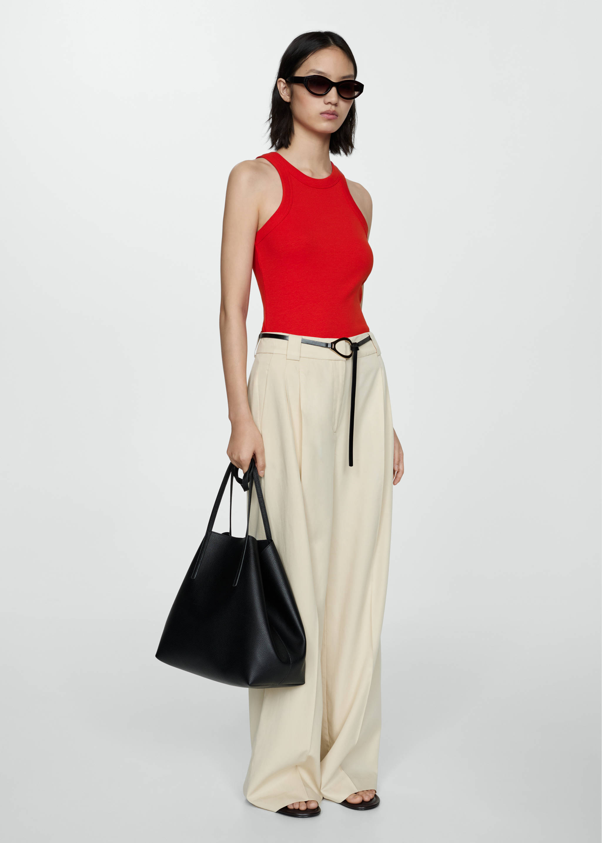 Ribbed cotton-blend top - General plane