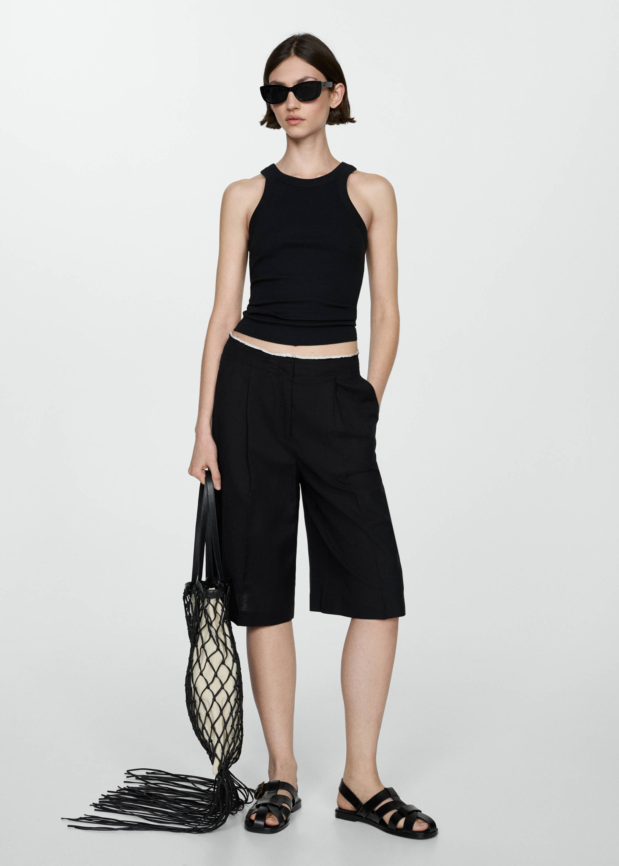 Ribbed cotton-blend top - General plane