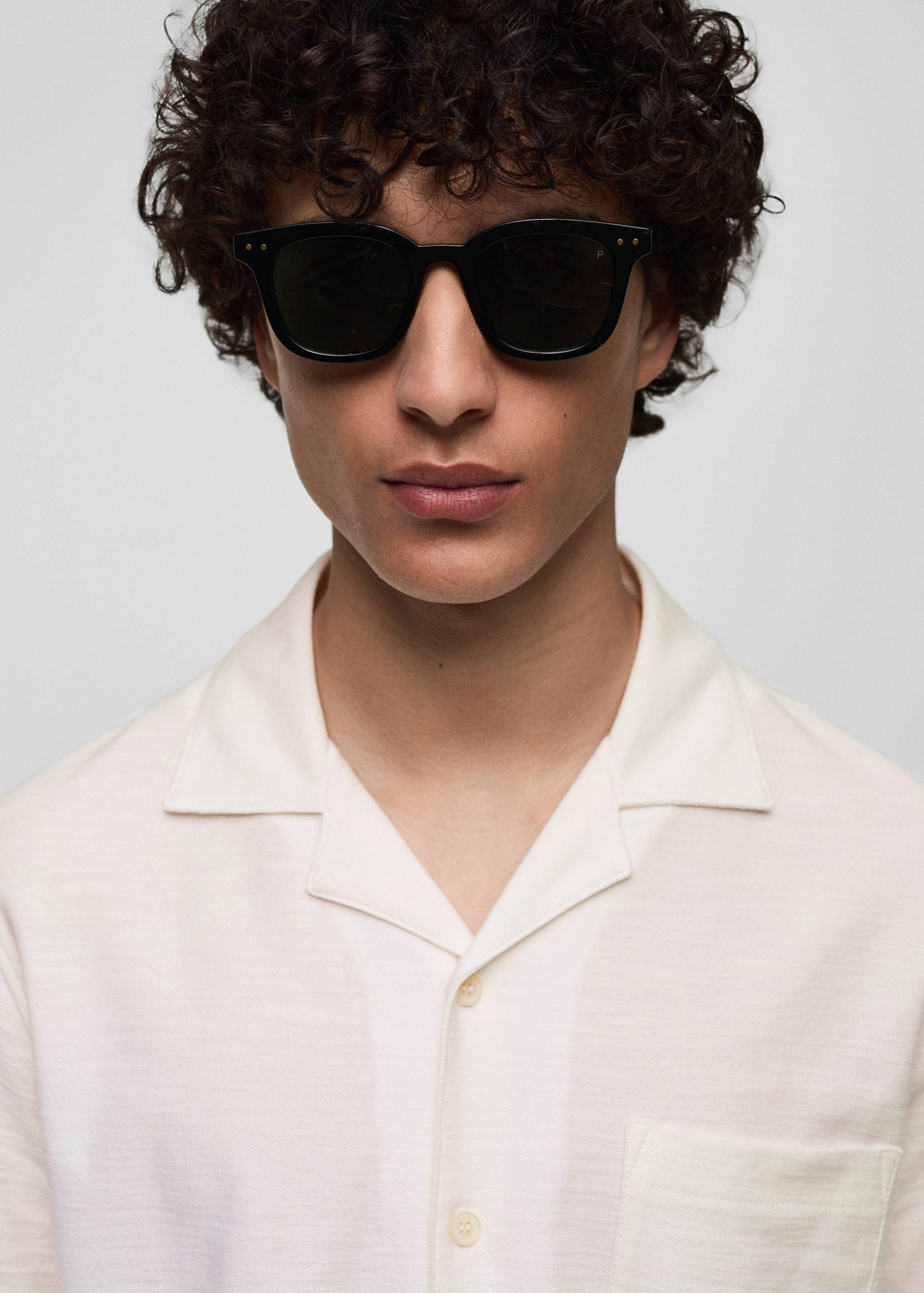 胸前口袋棉质衬衫 - null