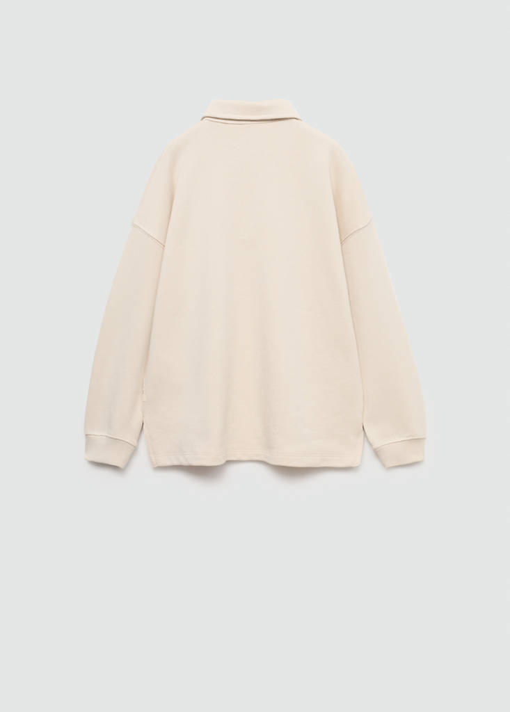 Long sleeves cotton polo — Sand