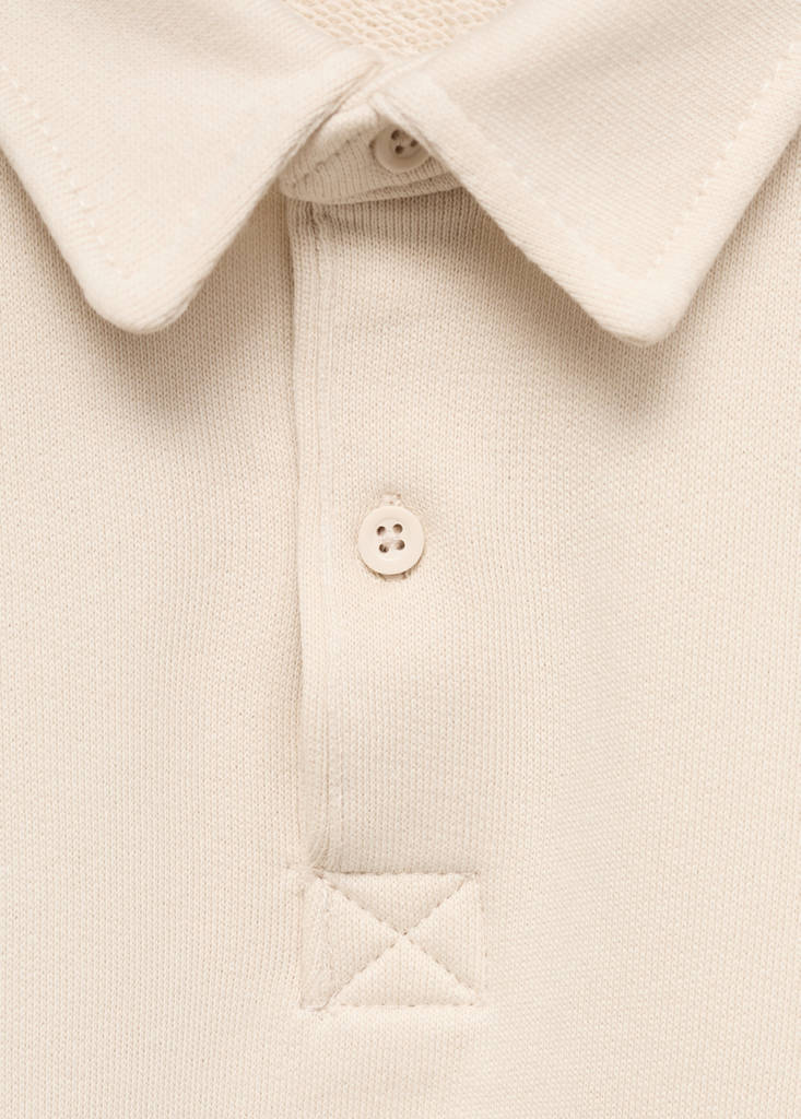 Long sleeves cotton polo — Sand