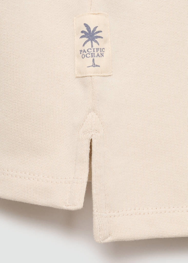 Long sleeves cotton polo — Sand