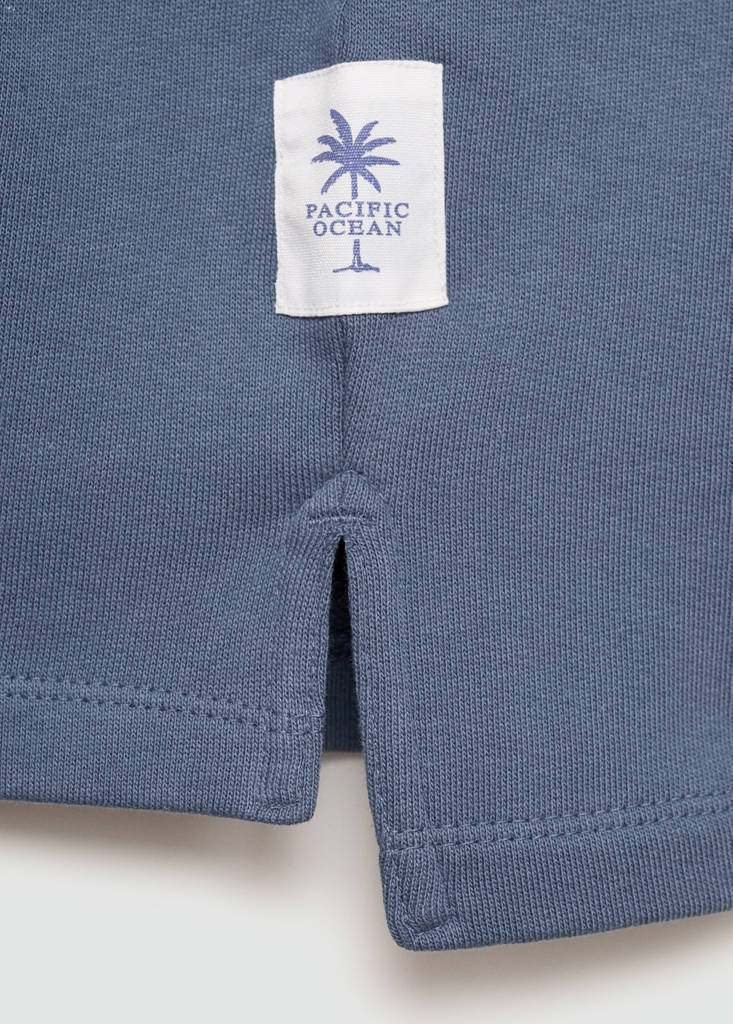 Long sleeves cotton polo — Blue