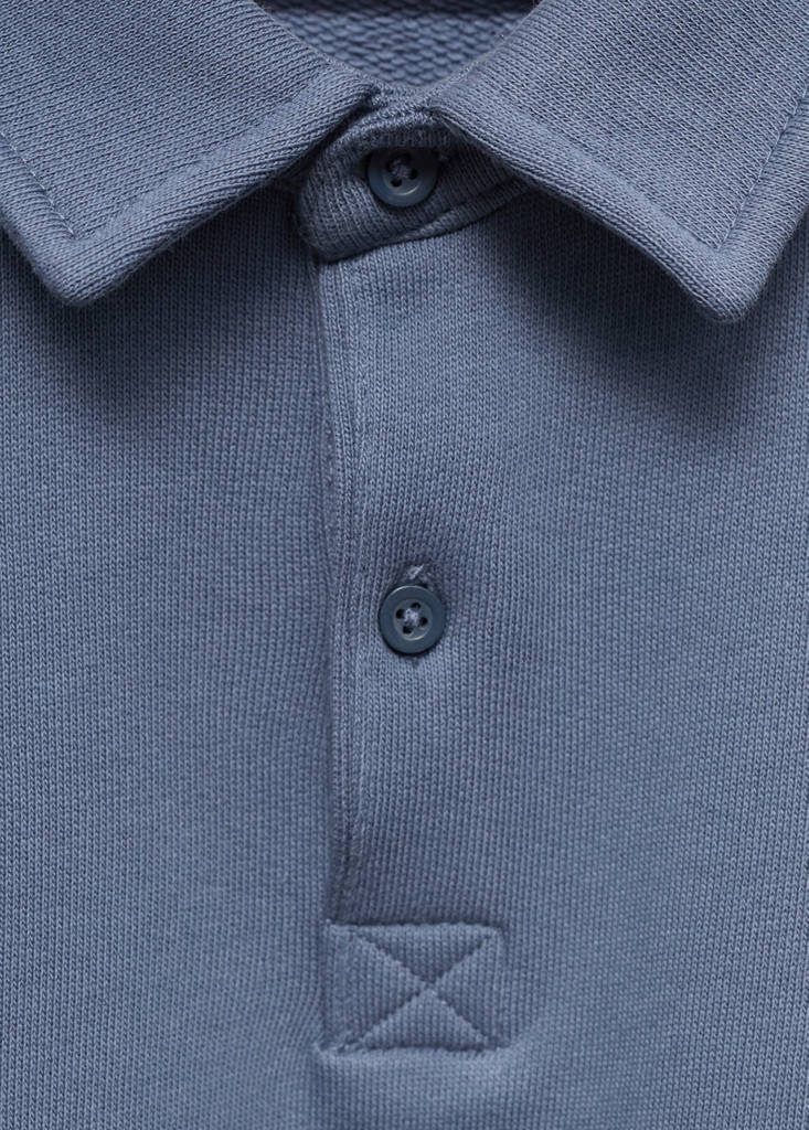 Long sleeves cotton polo — Blue