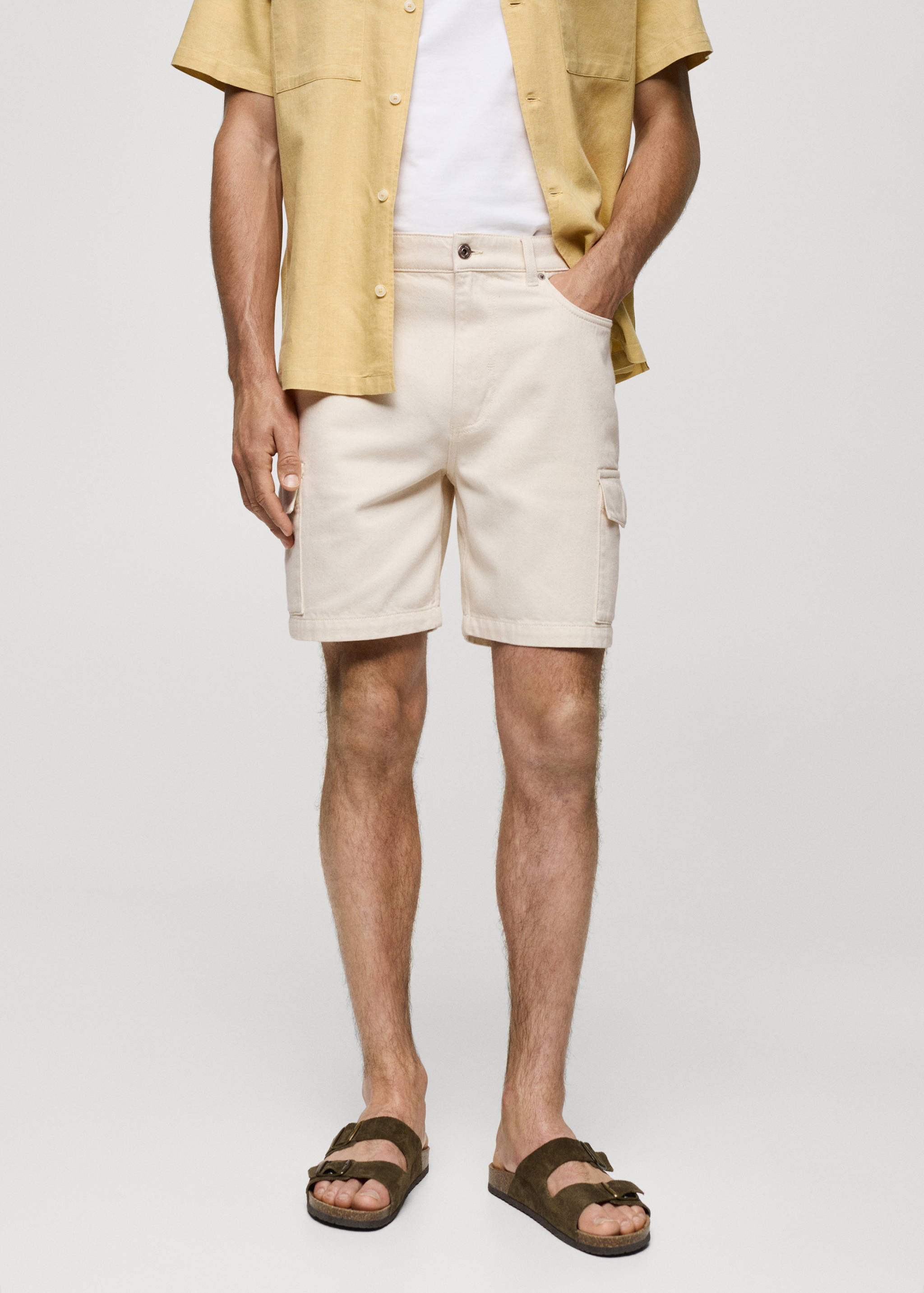 Denim cotton cargo shorts - Medium plane